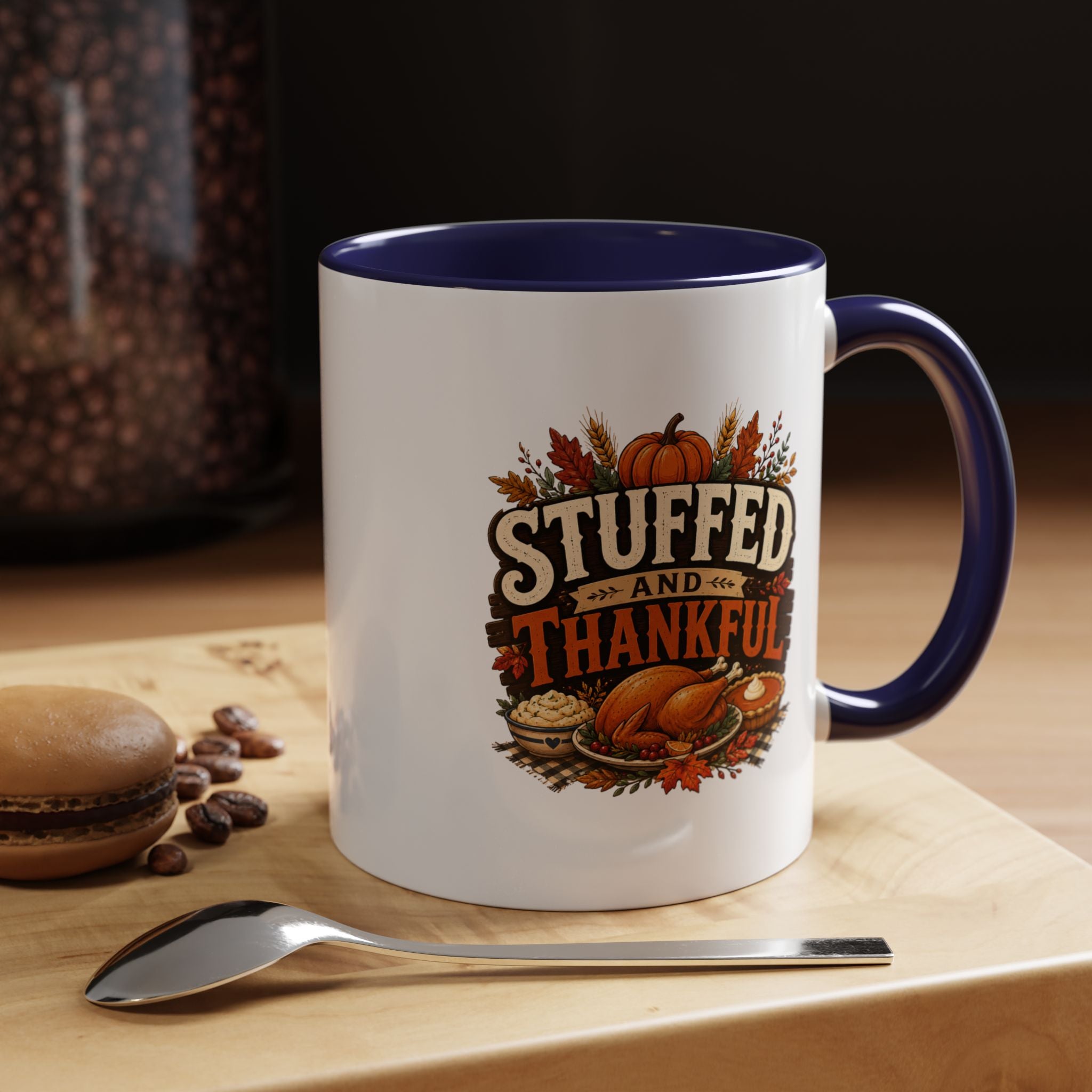 Thanksgiving Mug Stuffed and Thankful Coffee Mug — Thanksgiving Fall Holiday Kitchen Gift