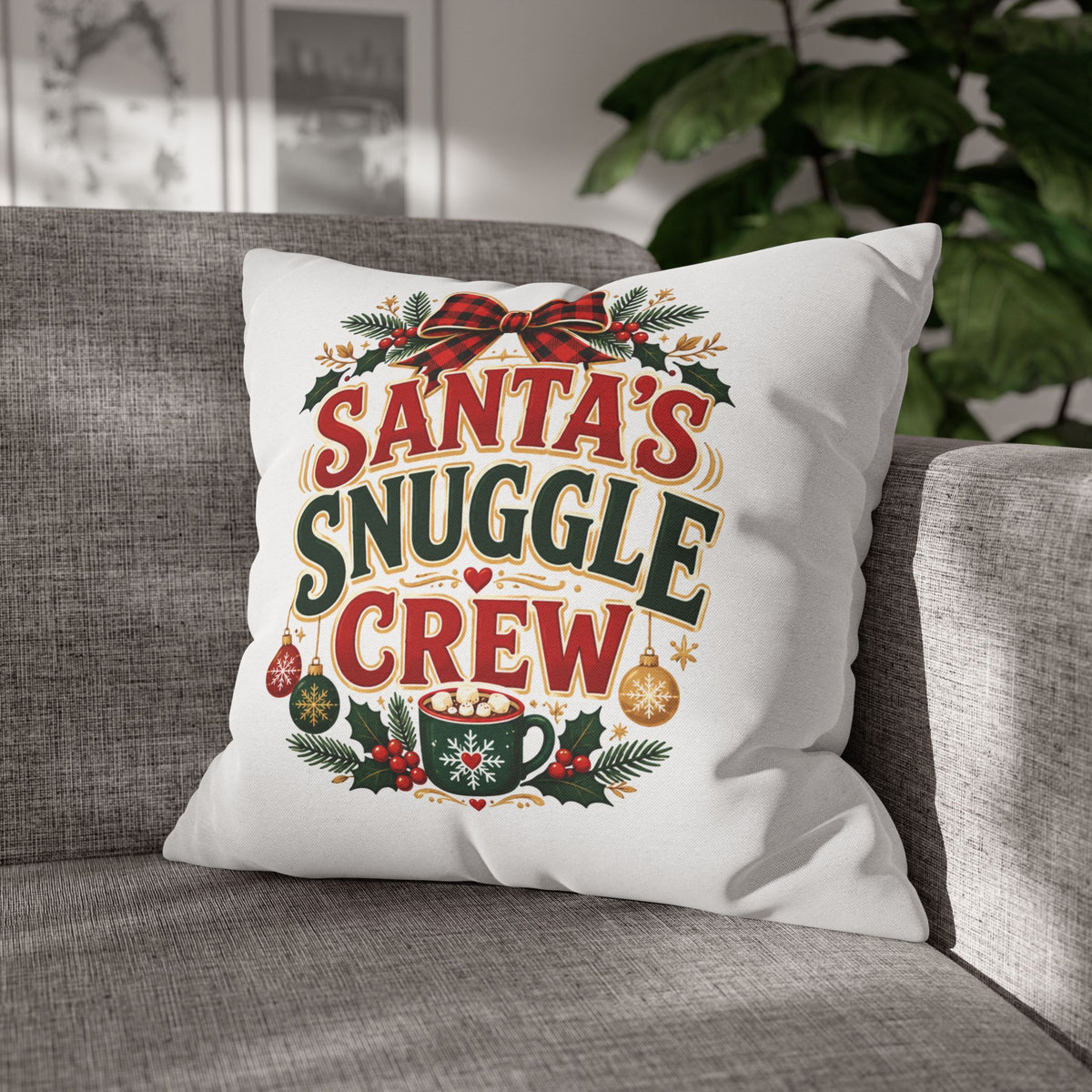 Christmas Santa’s Snuggle Crew Throw Pillow Pillowcase