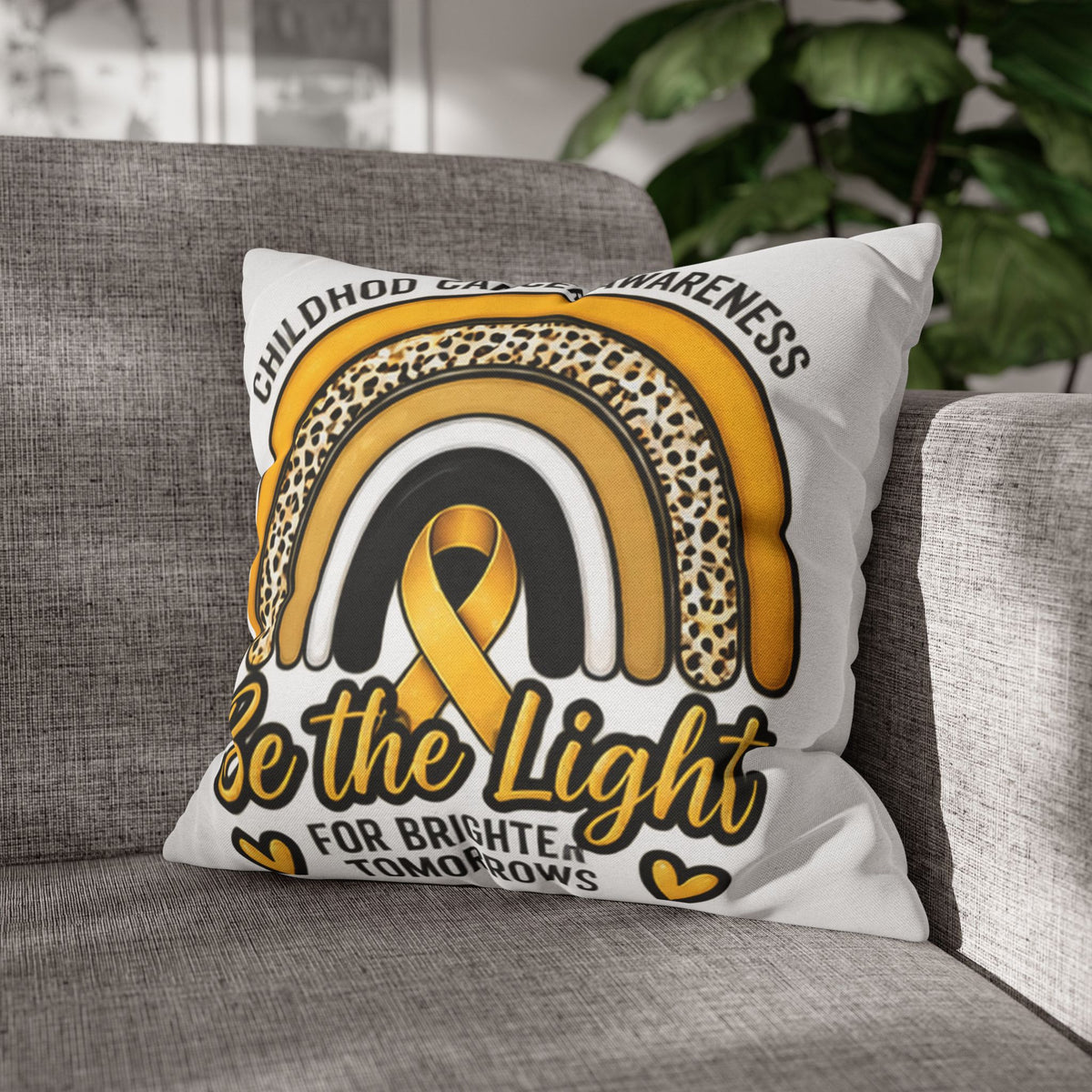 Childhood Cancer Awareness “Be the Light” Square Pillowcase
