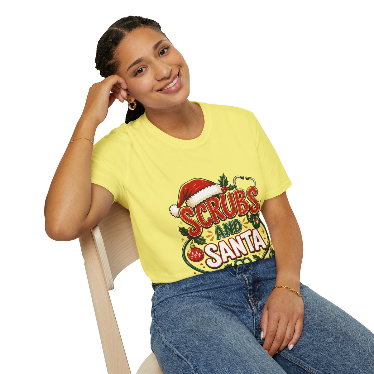 Scrubs and Santa Christmas Tee — Funny Nurse Holiday T-Shirt