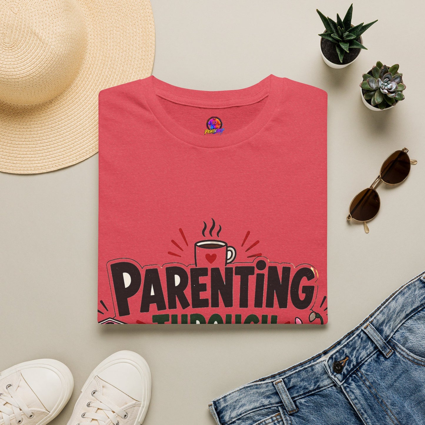 Parenting Through Christmas T-Shirt — Funny Holiday Mom Dad Tee