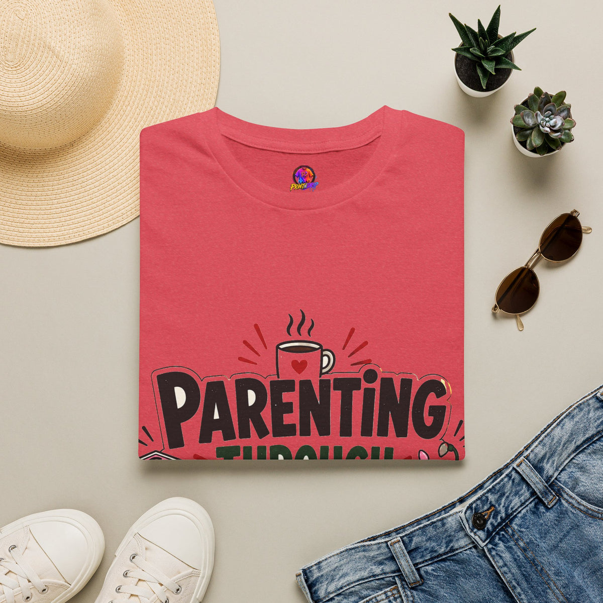 Parenting Through Christmas T-Shirt — Funny Holiday Mom Dad Tee