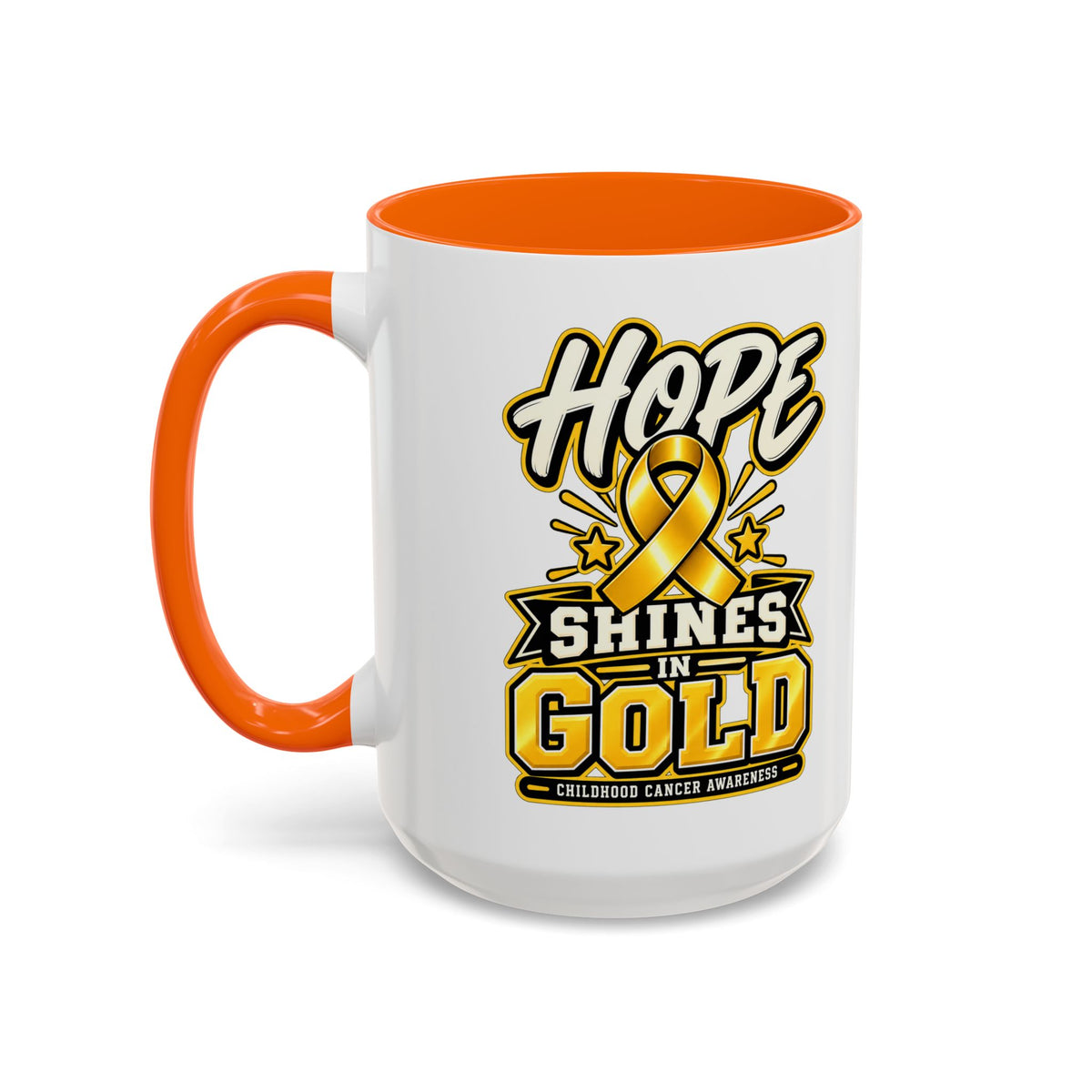 Hope Shines in Gold Coffee Mug — Childhood Cancer Awareness Accent Mug