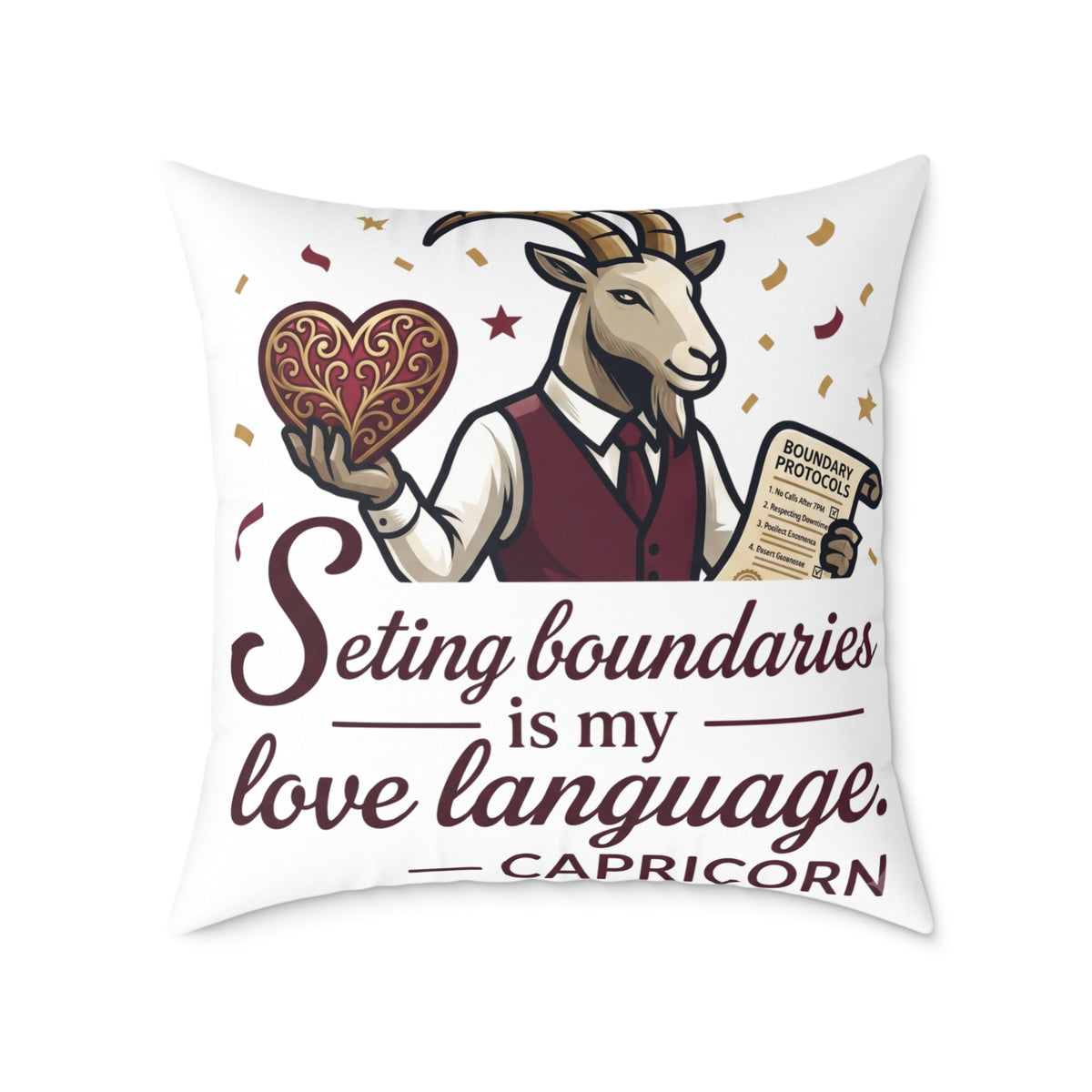 Capricorn Pillow – "Setting Boundaries Is My Love Language" Zodiac Décor