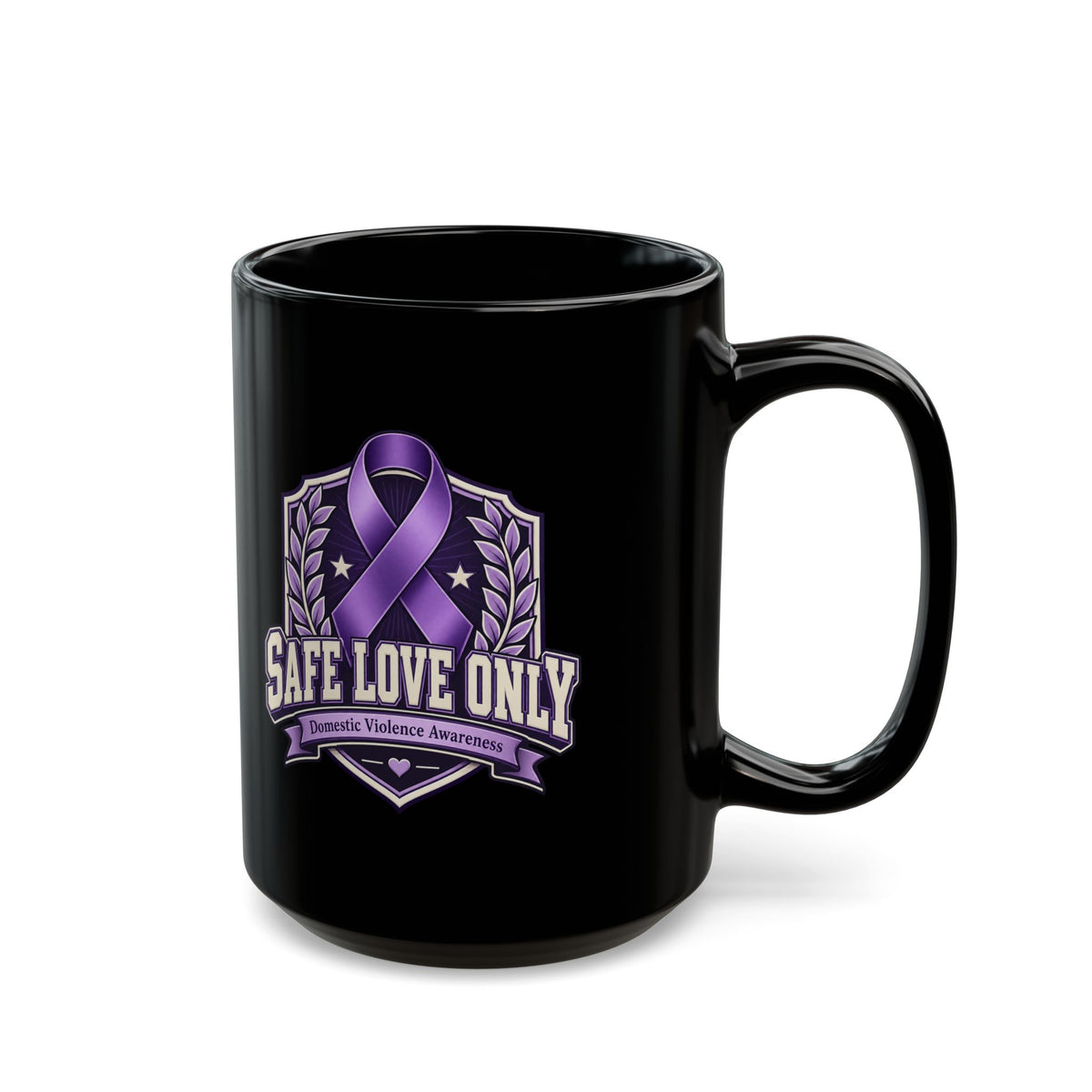 Safe Love Only Mug — Domestic Violence Awareness Purple Ribbon Coffee Cup
