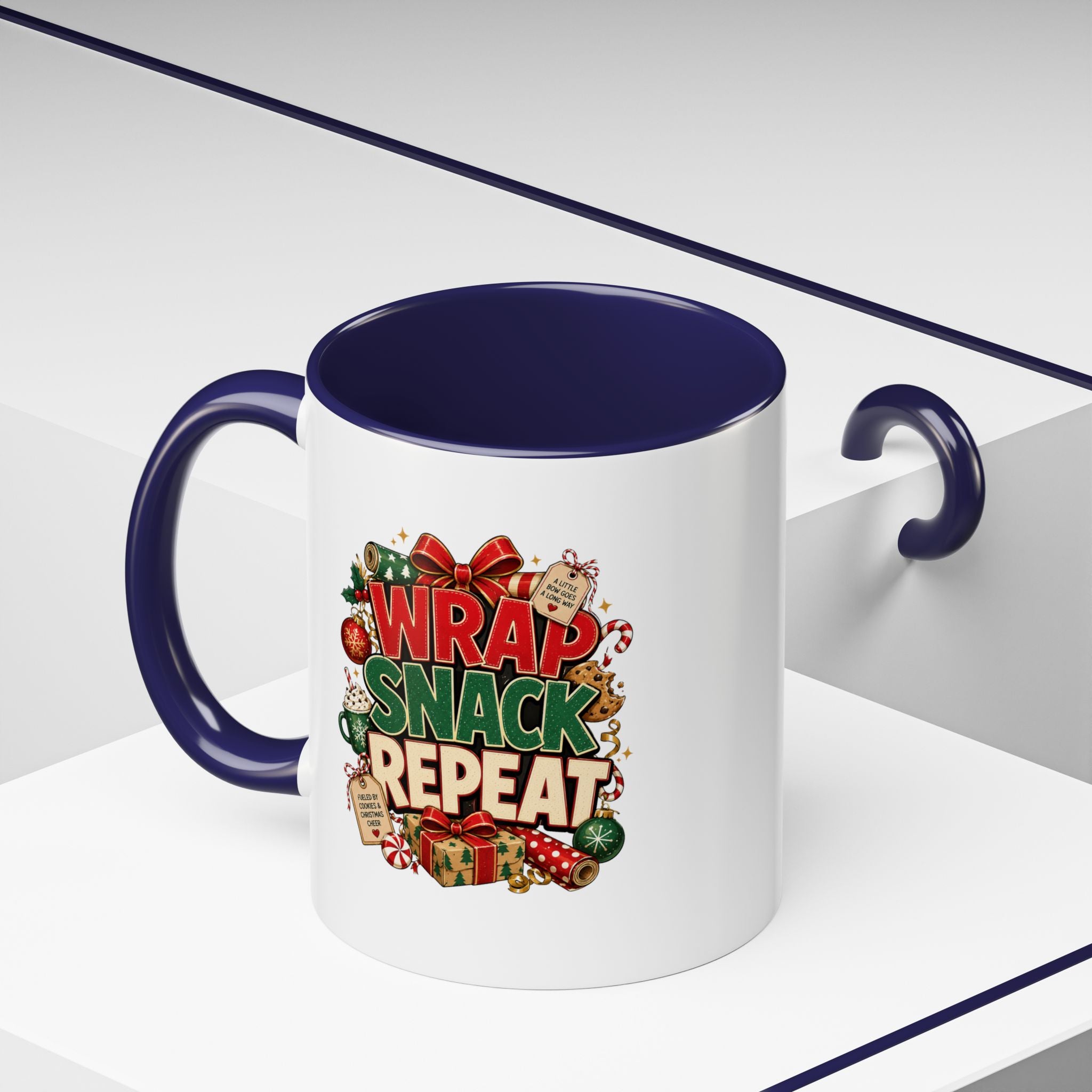 Wrap Snack Repeat Christmas Coffee Mug — Holiday Baking & Gift-Wrapping Mug