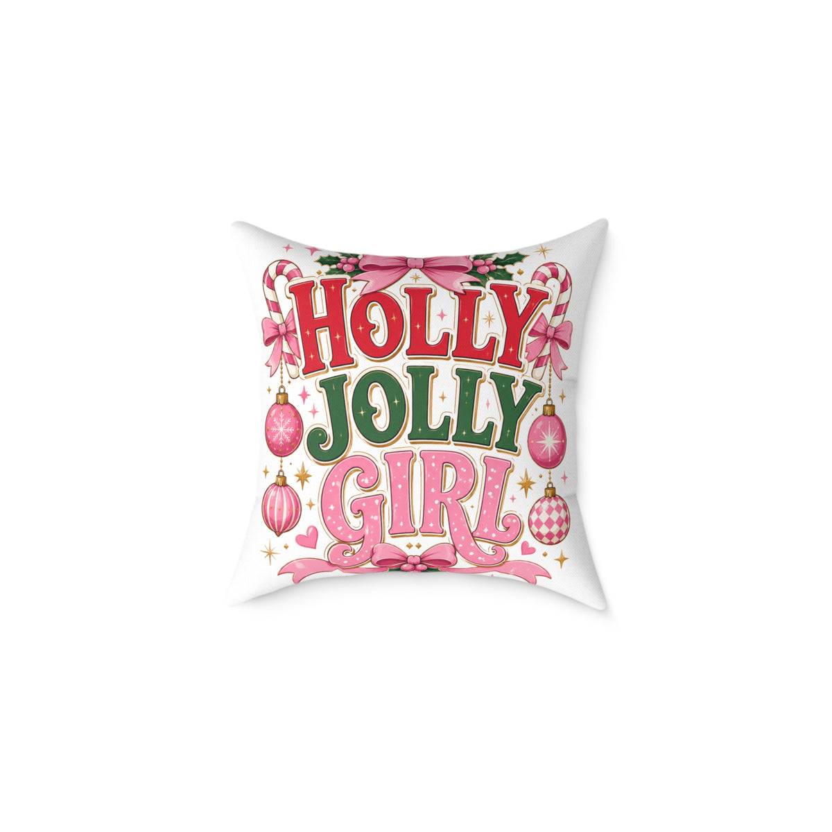 Christmas Holly Jolly Girl Holiday Pillow
