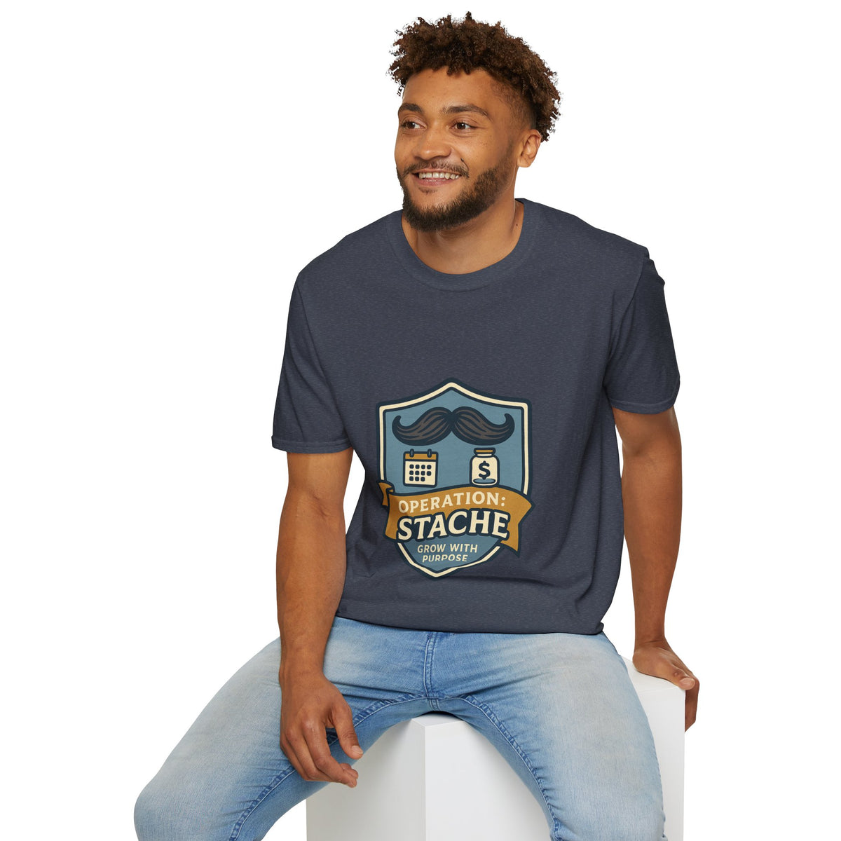 Mustache Badge T-Shirt — Stache Crest Graphic Tee - Trending Now - October 2026