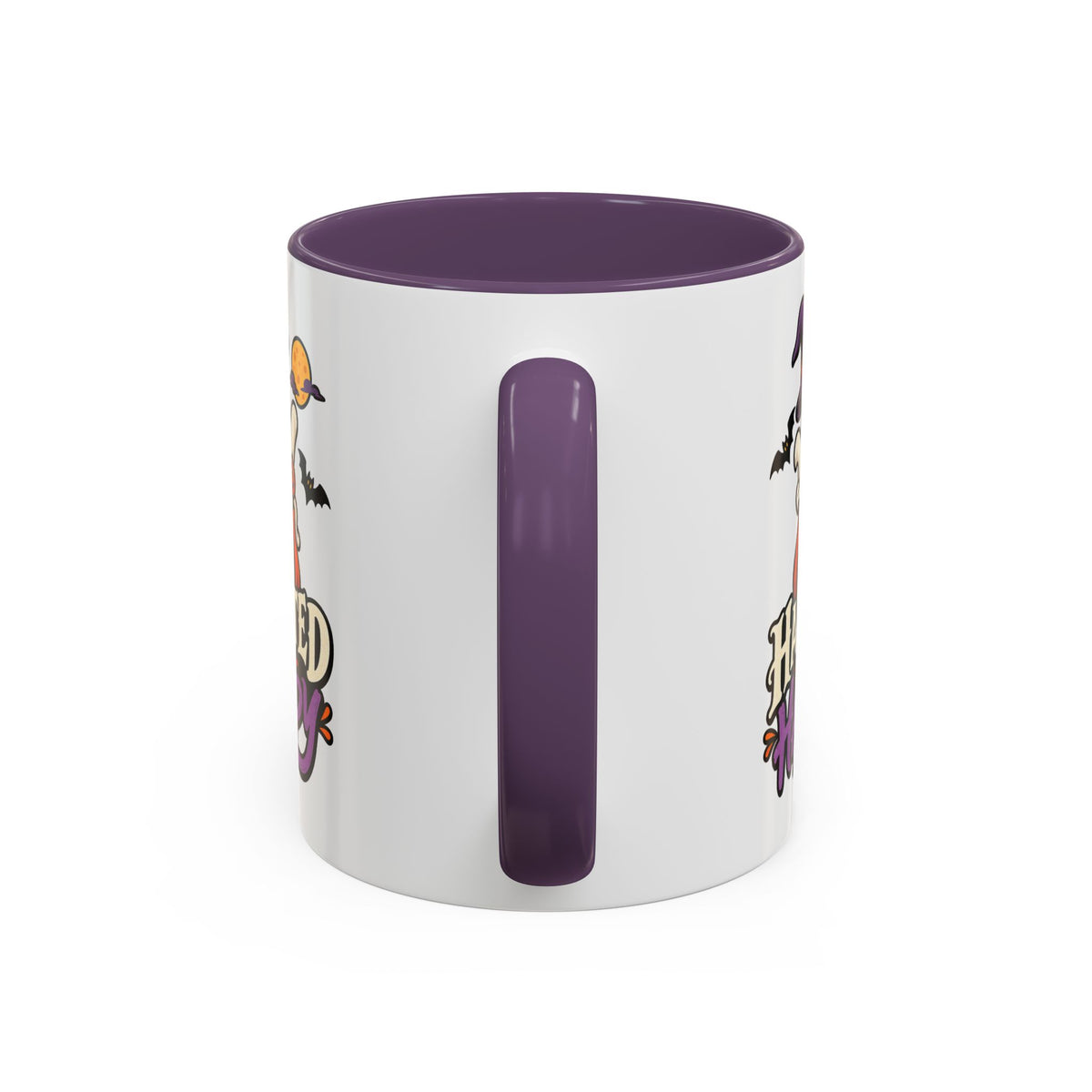 Haunted But Happy Coffee Mug — Halloween Ghost Pumpkin Accent Mug (11/15oz)