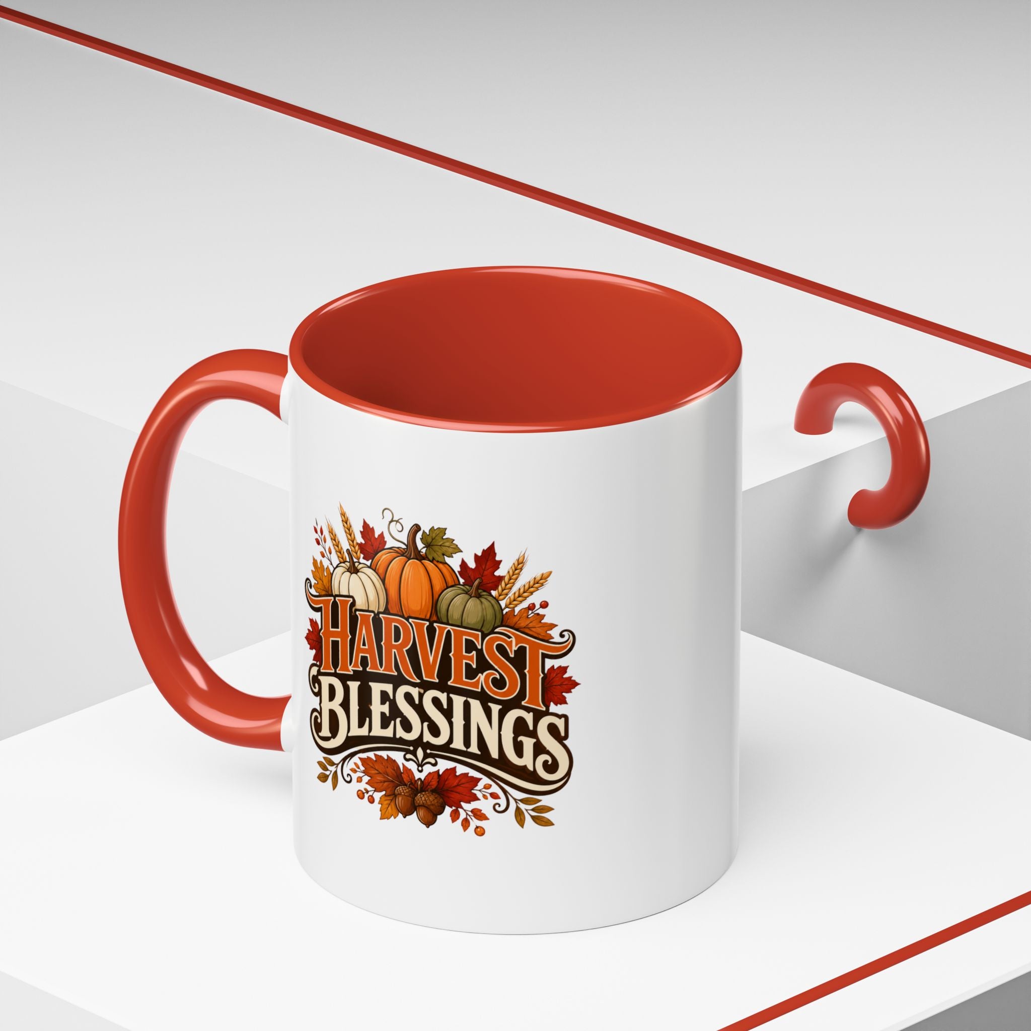 Thanksgiving Mug Harvest Blessings Coffee Mug — Thanksgiving Pumpkin Accent Mug
