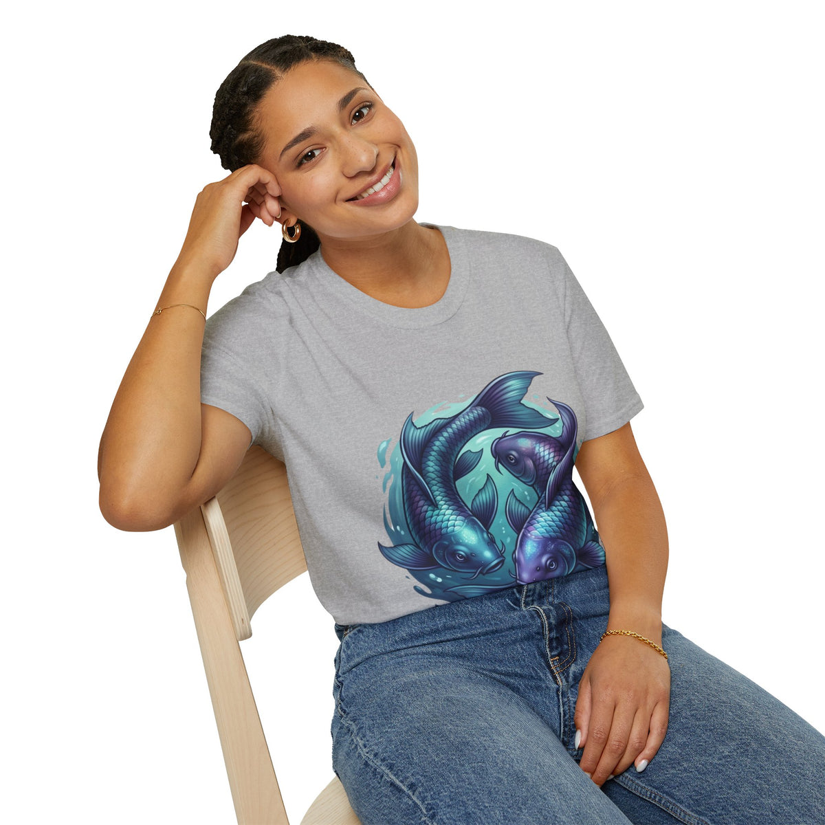 Koi Fish Circle T-Shirt — Artistic Yin Yang Aquatic Tee