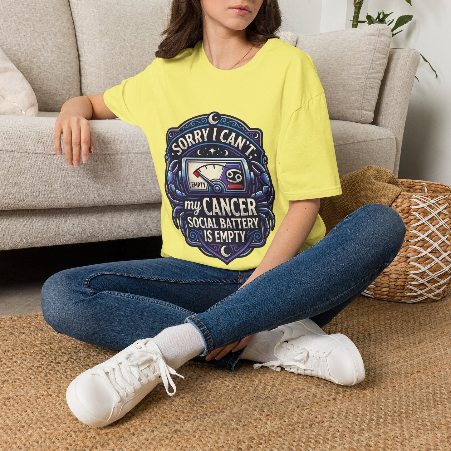 Cancer Support T-Shirt — "Sorry I Can't, My Cancer Social Battery Is Empty"