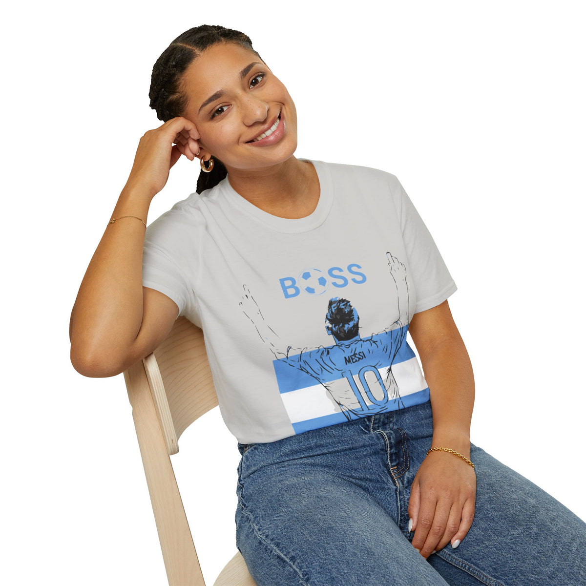 Soccer Boss T‑Shirt — 'BOSS' Striped Football Player Graphic Tee