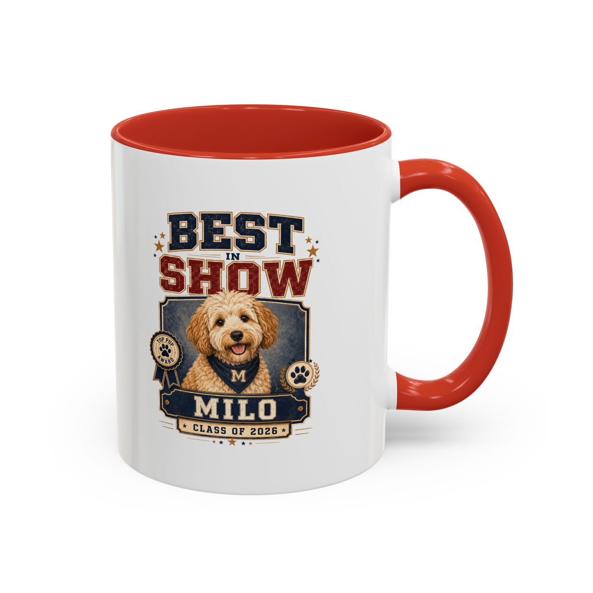 Milo Bailey Dog Dad Mom Best in Show Personalized Dog Photo Coffee Mug — Custom Name & Year