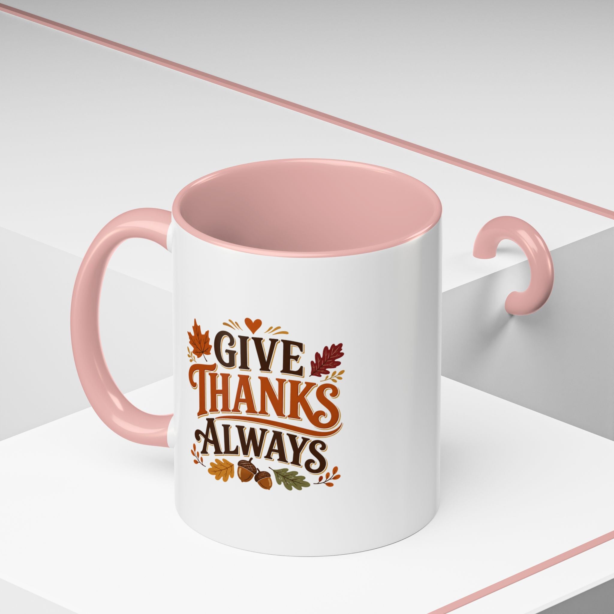 Thanksgiving Mug Give Thanks Always Accent Coffee Mug — Thanksgiving Autumn Ceramic Mug