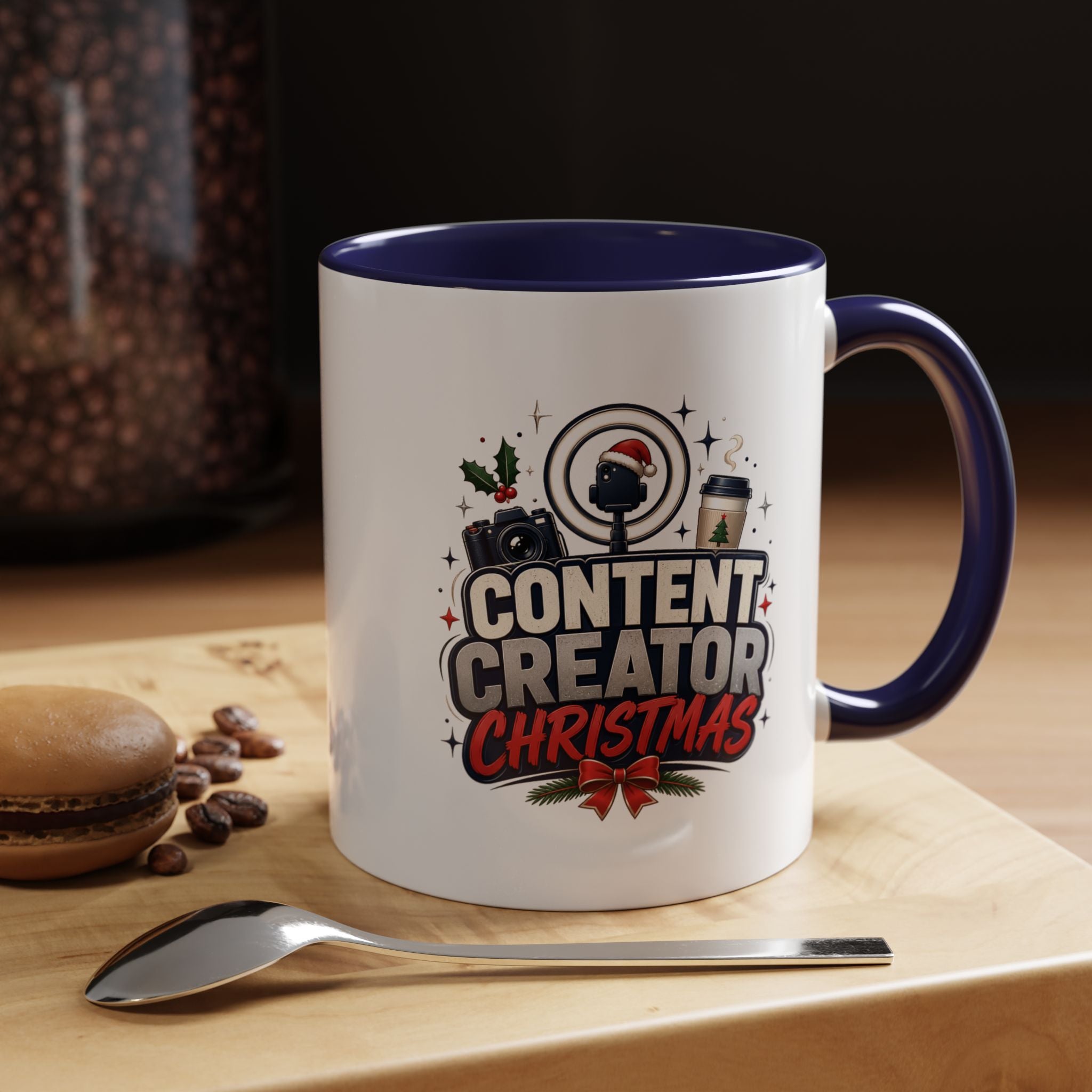 Modern Day Christmas Content Creator Christmas Accent Coffee Mug — Holiday Social Media Gifts (11/15oz)