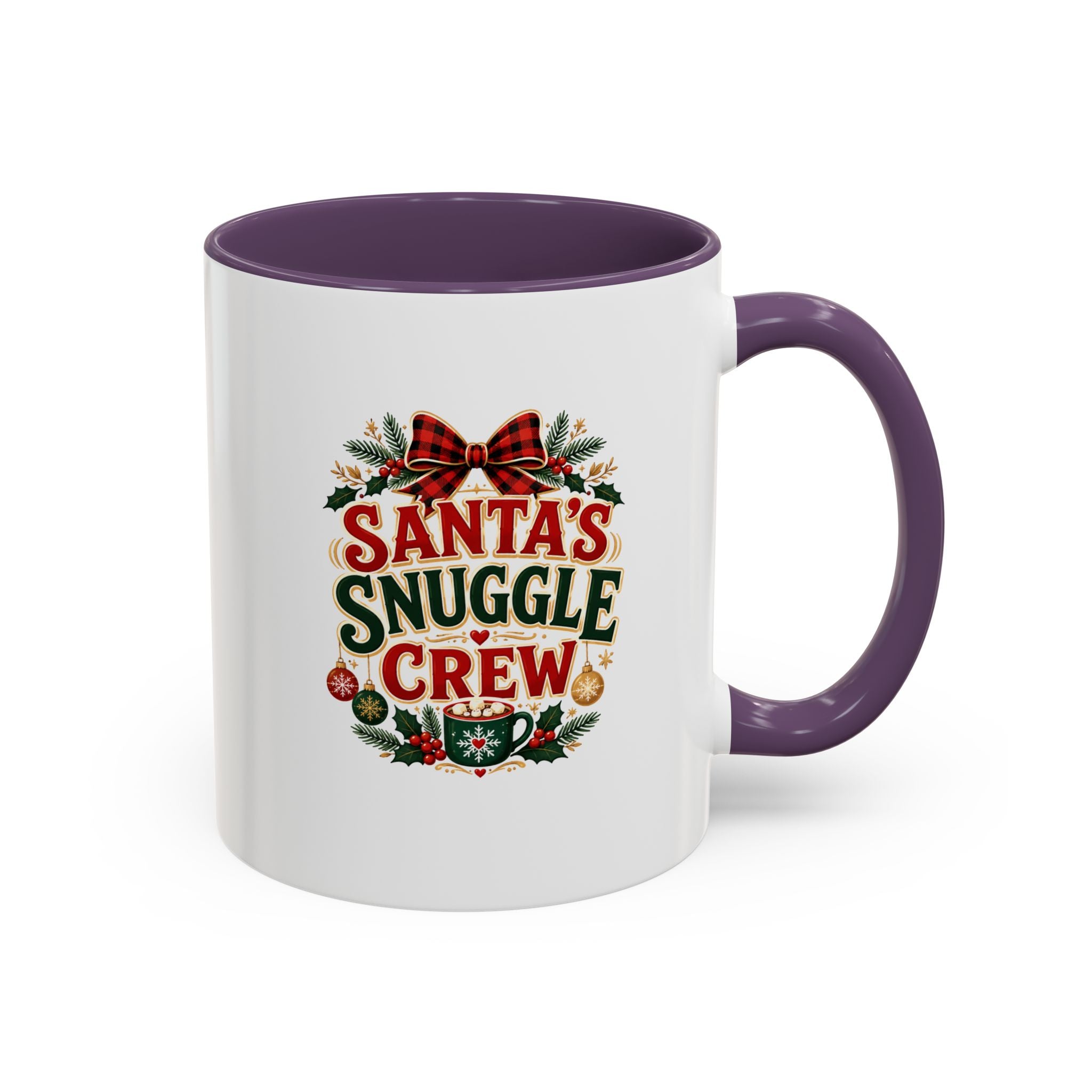 Santa’s Snuggle Crew Accent Coffee Mug — Holiday Christmas Cocoa Cup