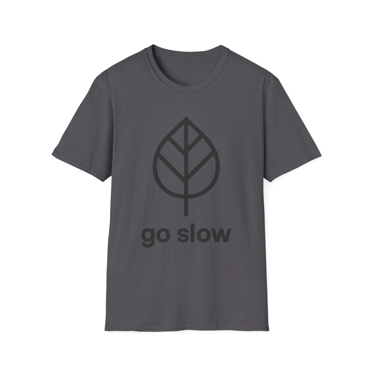 "Go Slow" Minimalist Leaf Graphic Tee - Aesthetic Slow Living Mindfulness White T-Shirt - Trending Now - September 2026