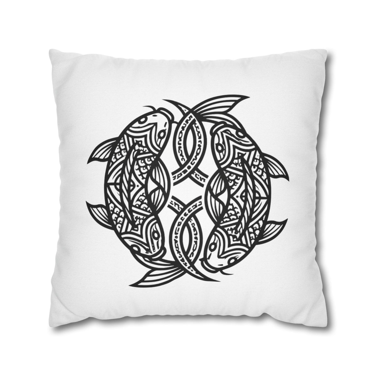 Pisces Celtic Koi Fish Decorative Pillowcase — Tribal Circle Fish Throw Pillow