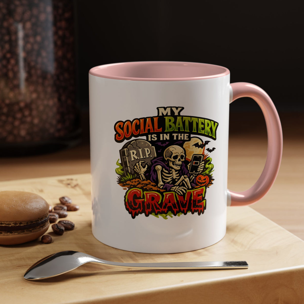 Halloween  Social Battery Is Low Accent Coffee Mug