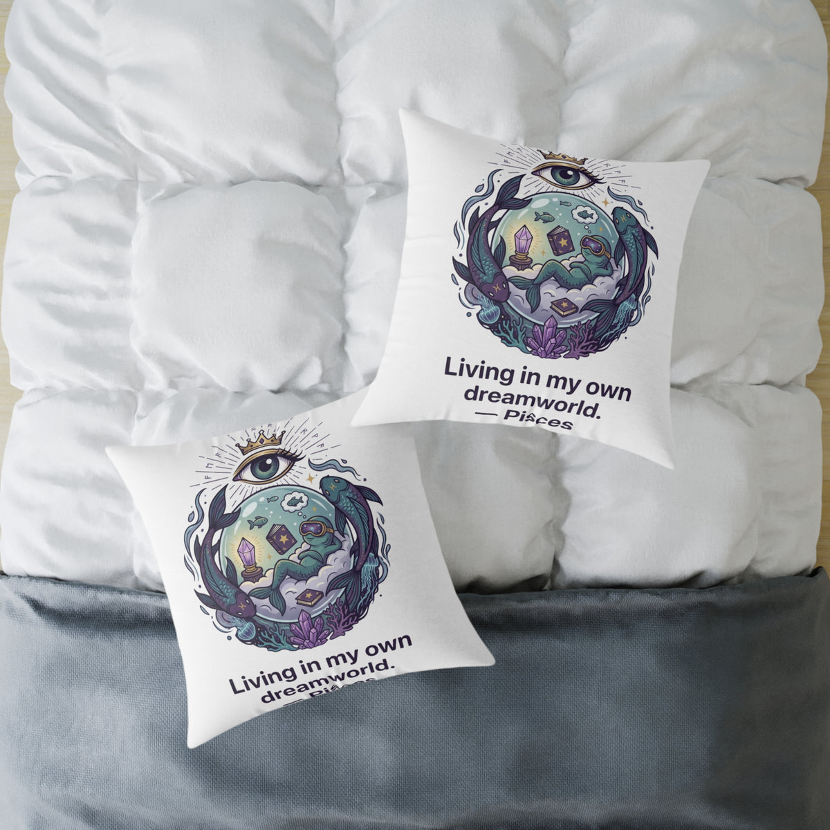 Pisces Zodiac Living In My Own Dream World Square Poly Canvas Pillow