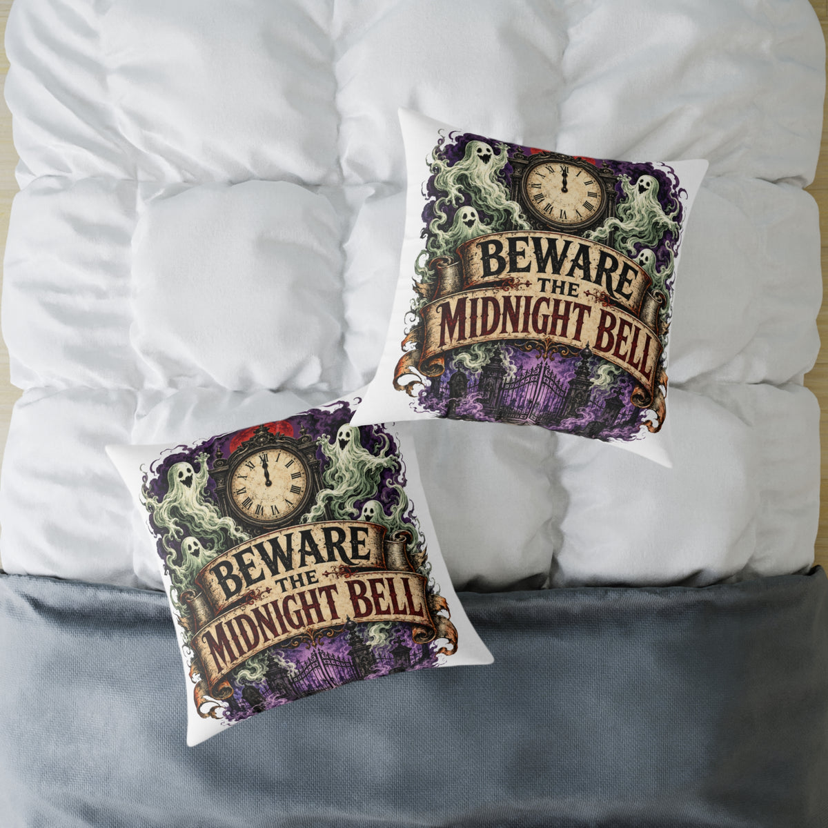 Halloween Beware the Midnight Bell Decorative Pillow – Gothic Halloween Throw Pillow