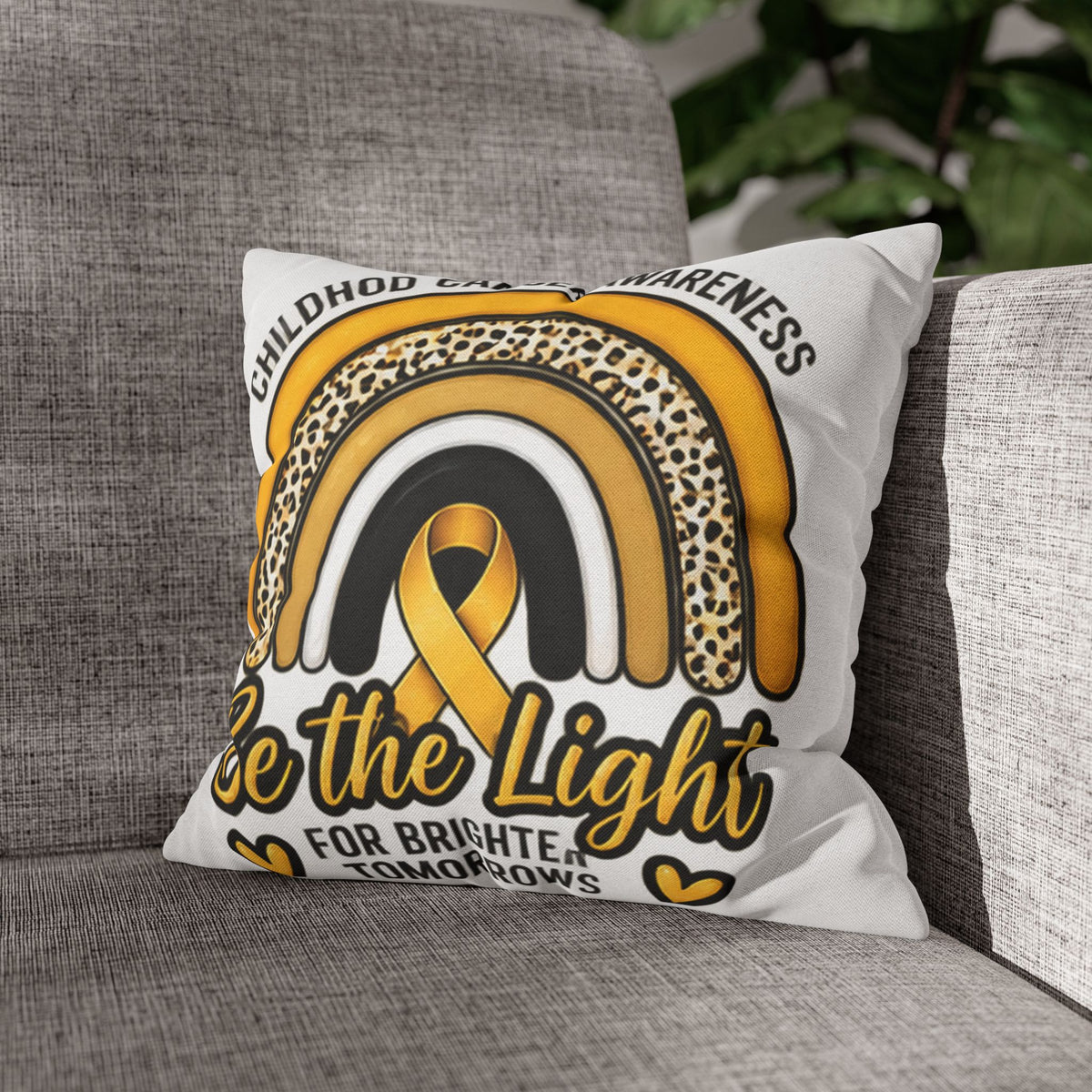Childhood Cancer Awareness “Be the Light” Square Pillowcase