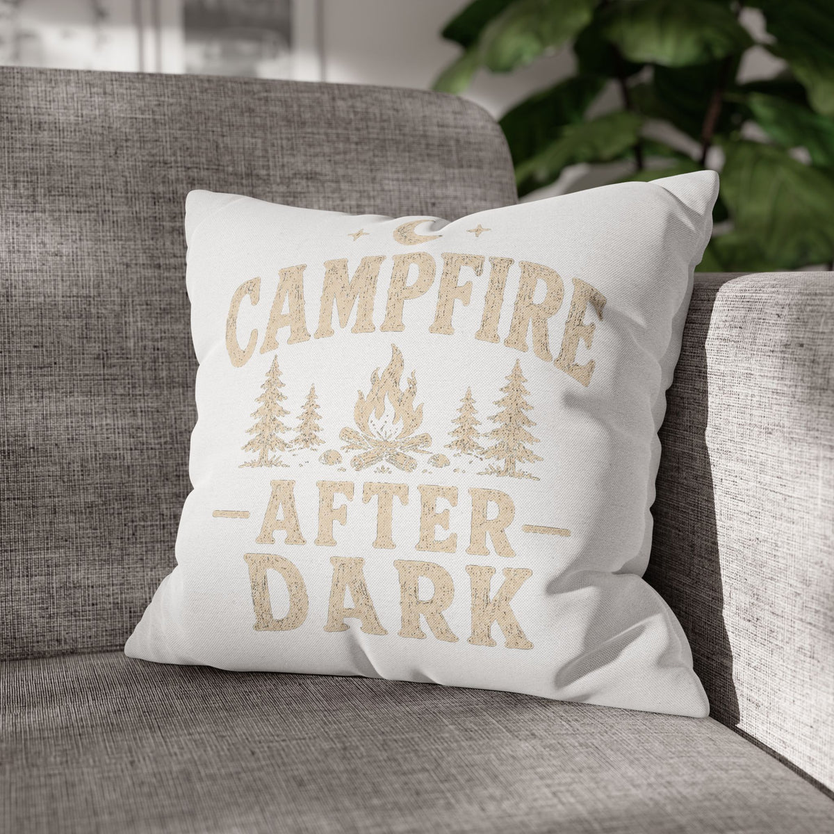 Campfire After Dark Decorative Pillowcase  Milo Bailey Dog Dad Mom— Rustic Camping Throw Pillow Cover