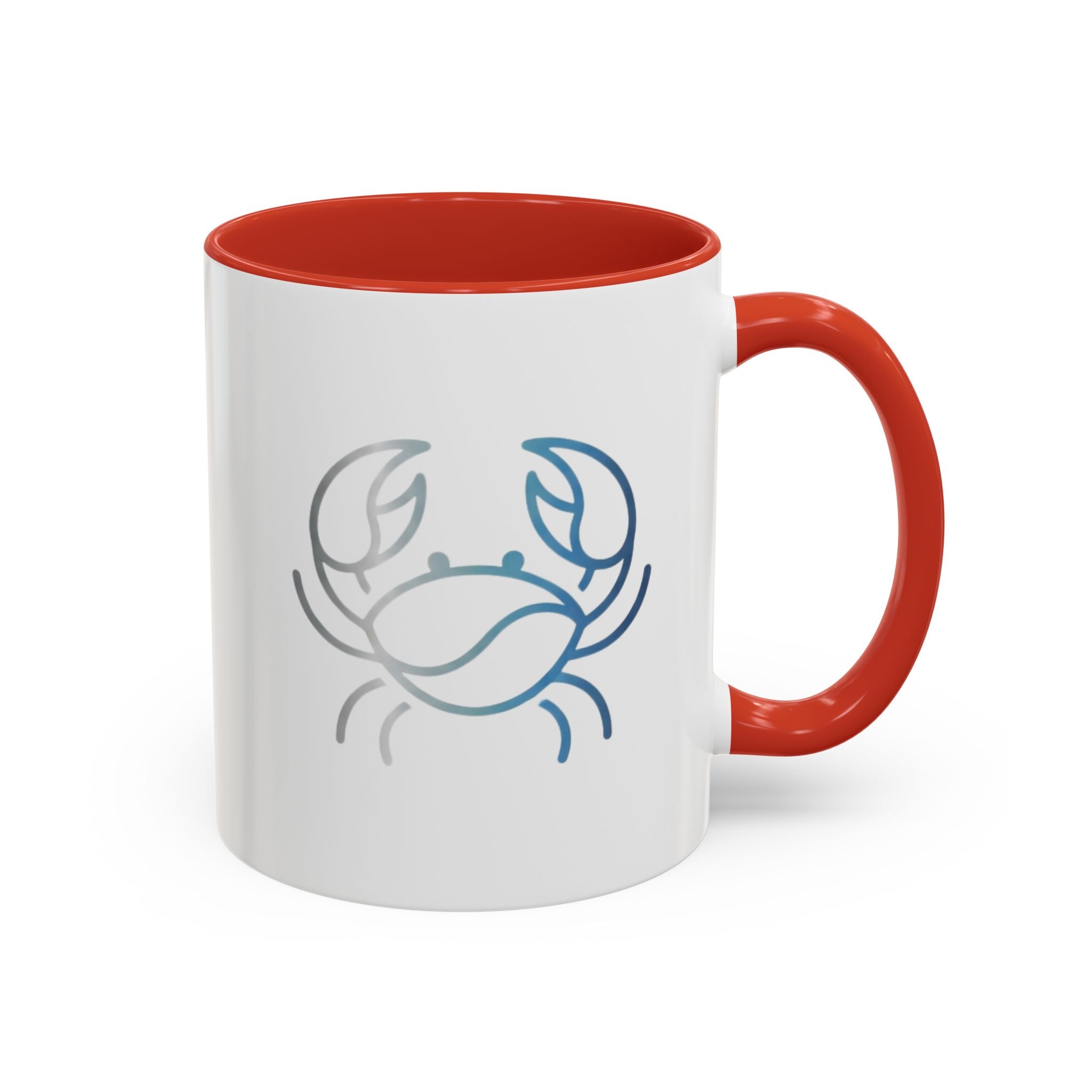 Crab Accent Coffee Mug — Minimal Coastal Zodiac Crab Design