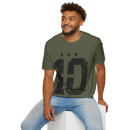 Vintage Argentina Worldcup winning No. 10 Jersey T-Shirt — Distressed Number Tee with Three Stars
