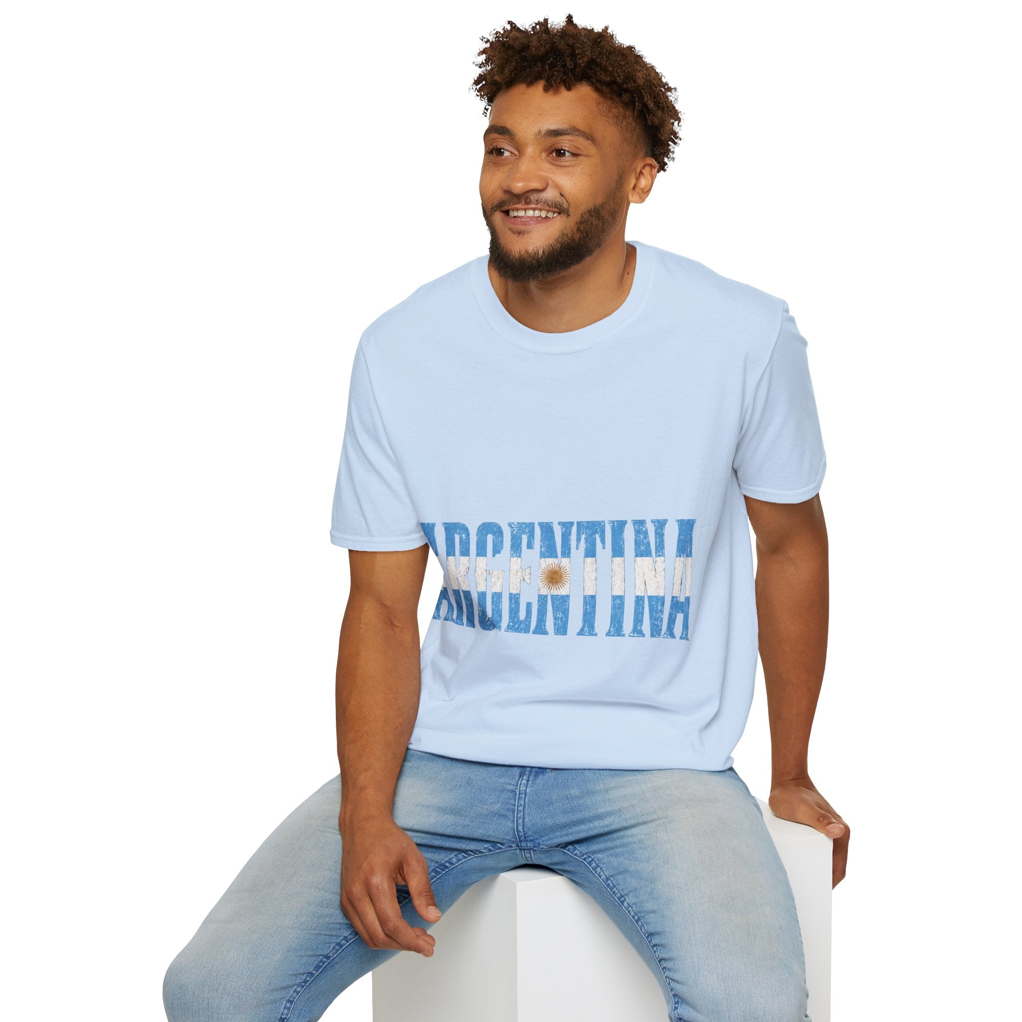 Argentina Beach Vibes T-Shirt — Distressed Blue "ARGENTINA" Graphic