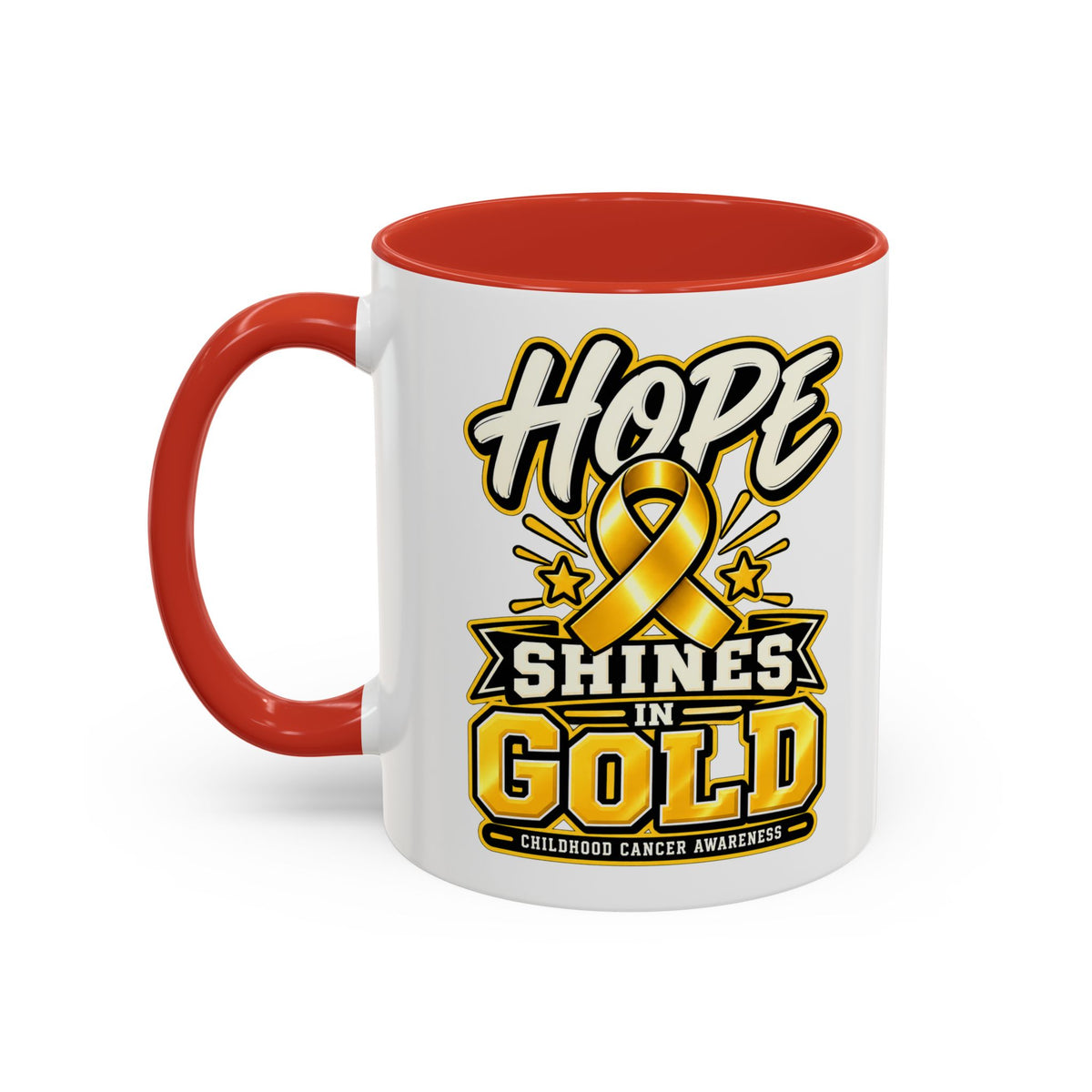 Hope Shines in Gold Coffee Mug — Childhood Cancer Awareness Accent Mug