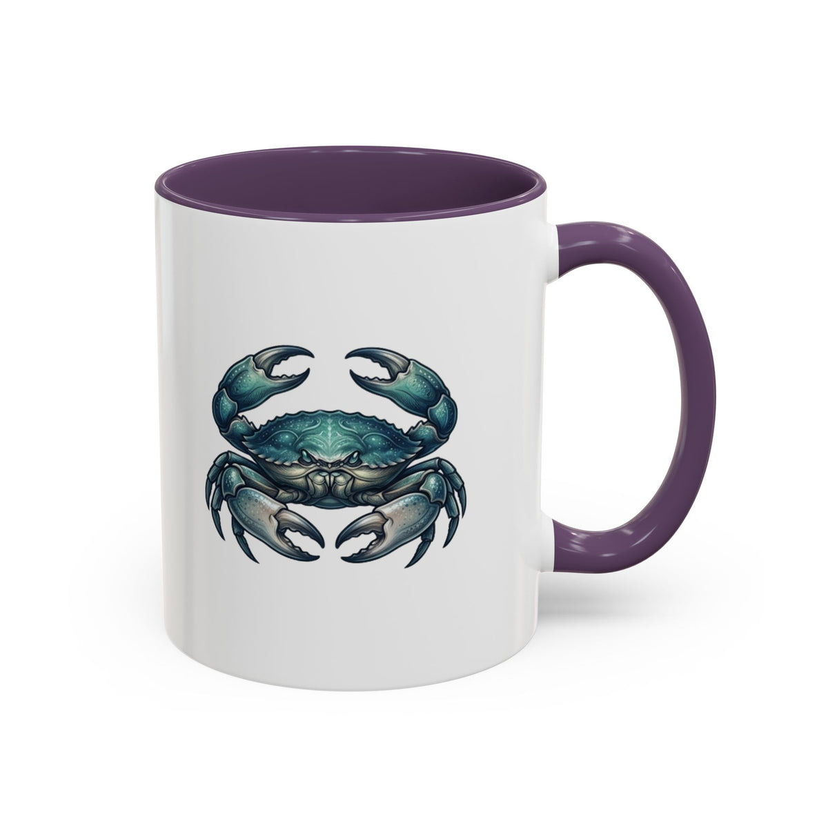 Cancer Zodiac Blue Crab Accent Coffee Mug — Nautical Beach Home Decor Gift