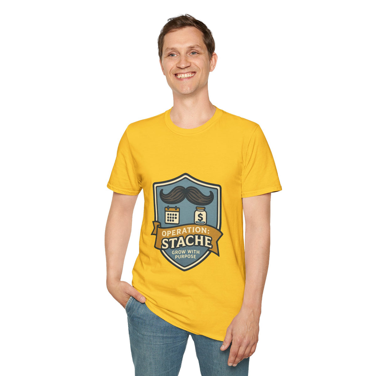 Mustache Badge T-Shirt — Stache Crest Graphic Tee - Trending Now - October 2026