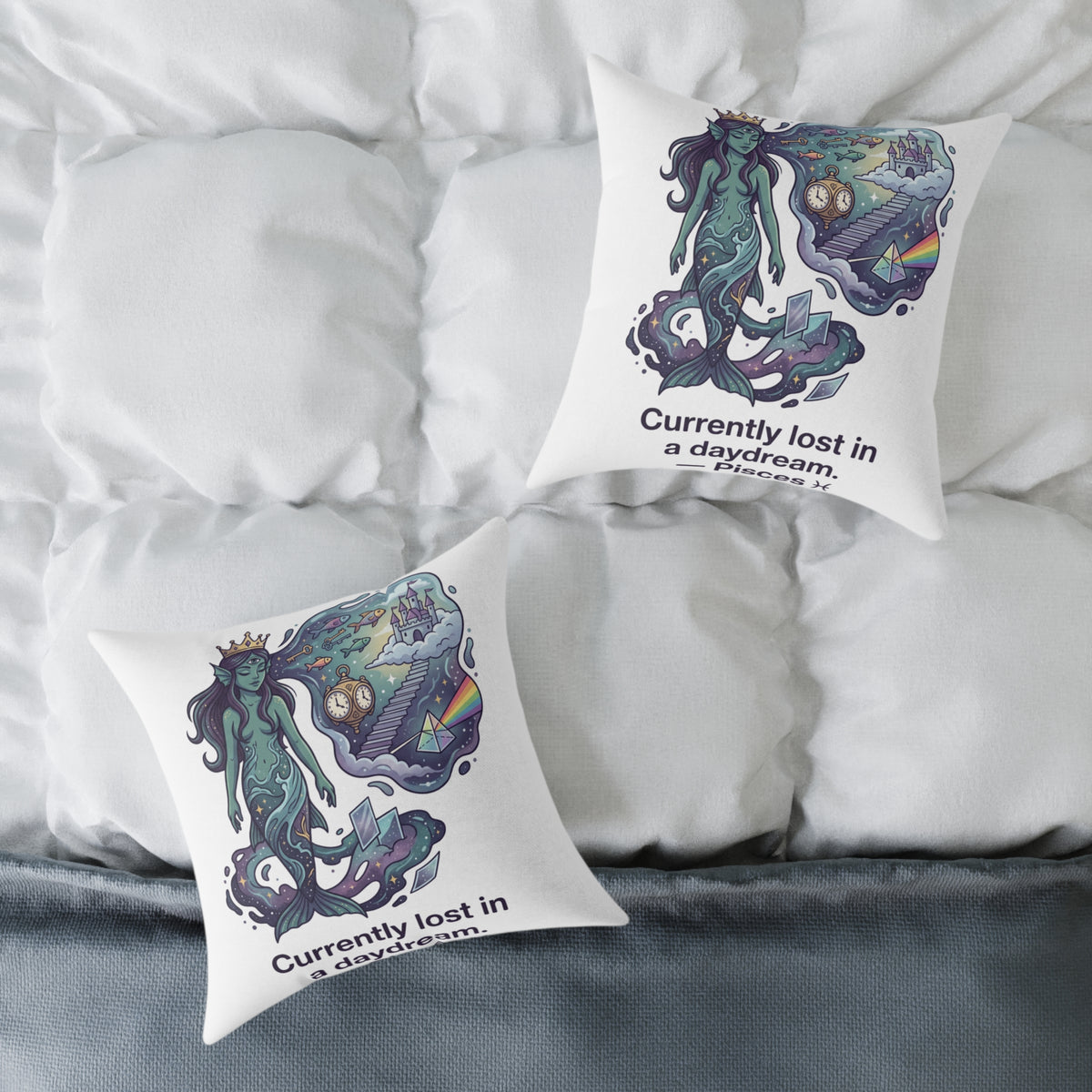 Pisces Zodiac Currently Lost In A Daydream Square Poly Canvas Pillow
