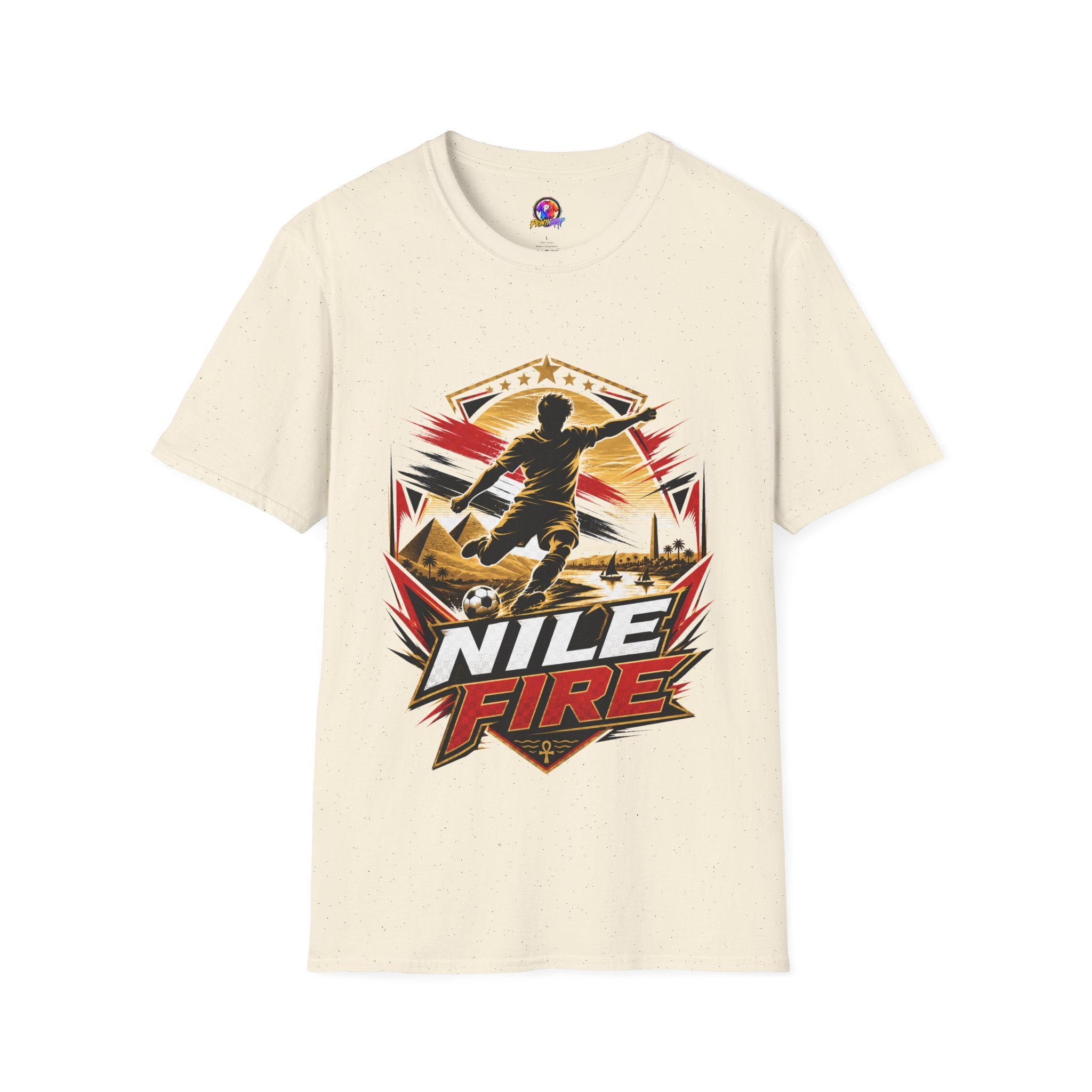 Egypt Soccer Player Nile Fire Graphic T-Shirt — Retro Athletic Team Tee