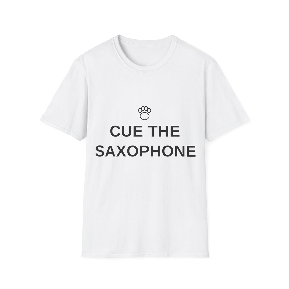 Cue The Saxophone Paw Print Tee - Minimalist Cute Pet Music Lover Graphic T-Shirt - Trending Now - September 2026