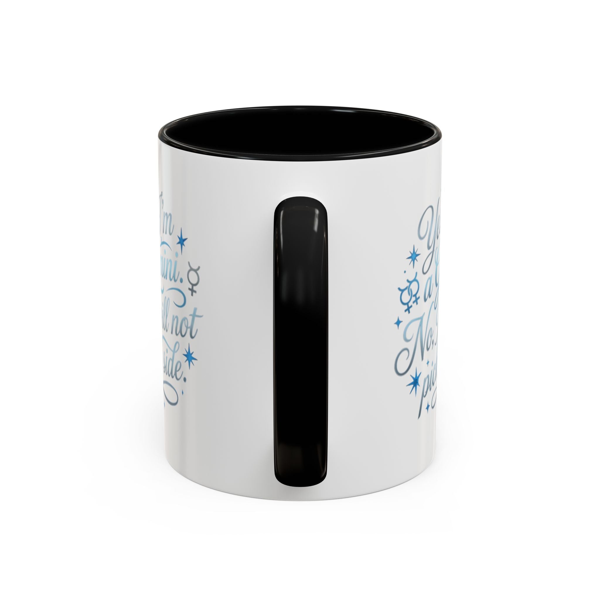 Gemini Zodiac Accent Coffee Mug – “Yes, I’m a Gemini. No, I will not pick a side.” – Astrological Gift