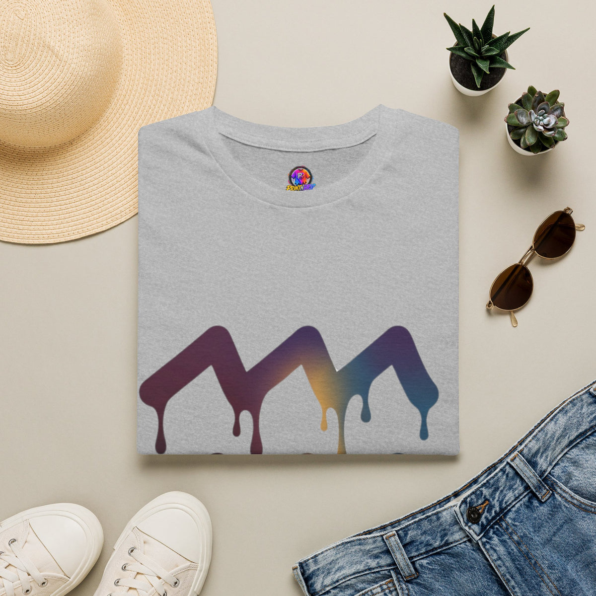 Aquarius Zodiac Dripping Chevron Graphic T-Shirt