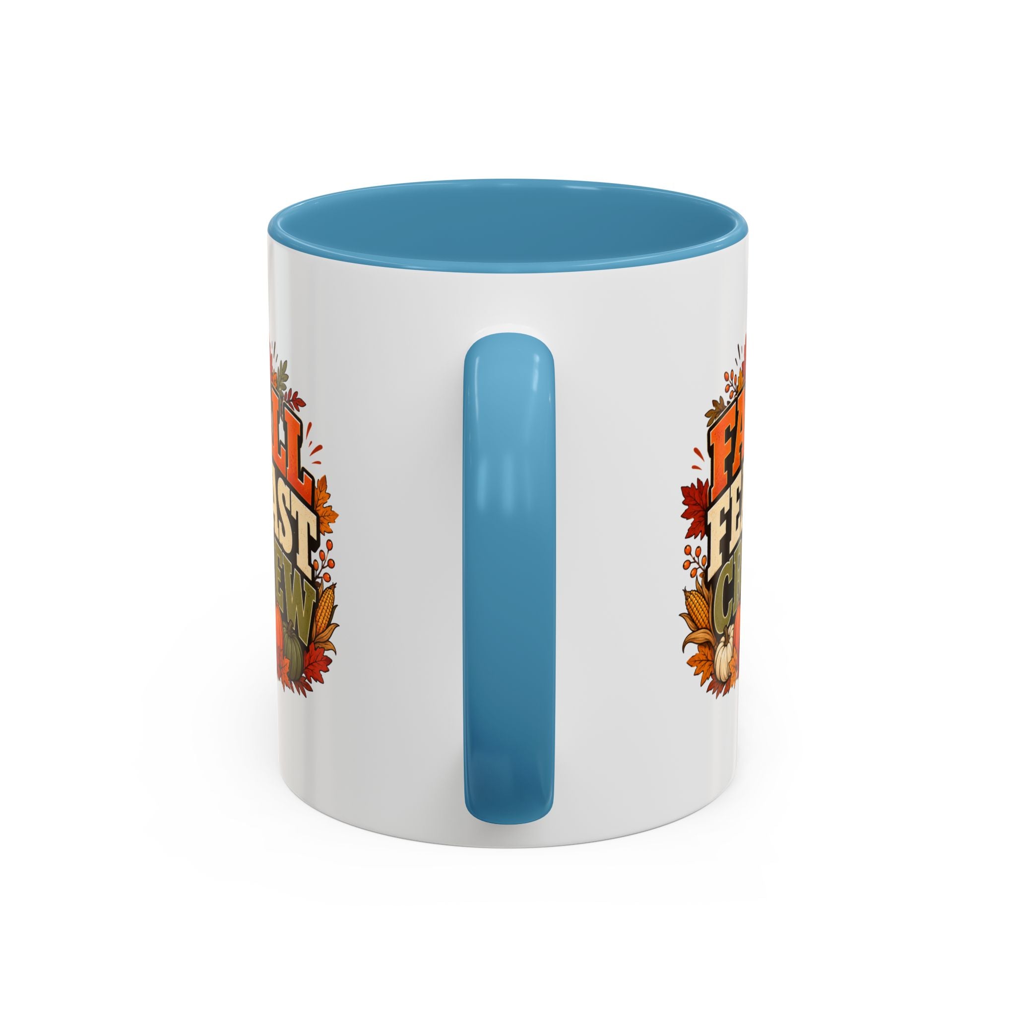 Thanksgiving Mug Fall Feast Crew Coffee Mug — Autumn Pumpkin & Leaves Accent Mug