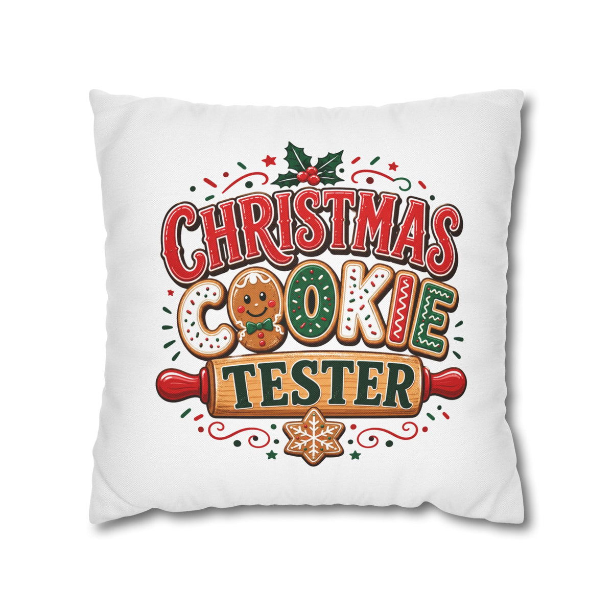 Christmas Cookie Tester Pillowcase — Holiday Decorative Throw Pillow Cover