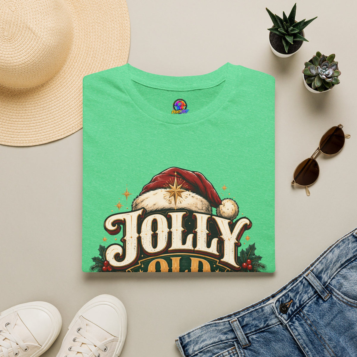 Jolly Old Soul T-Shirt — Vintage Santa Holiday Graphic Tee