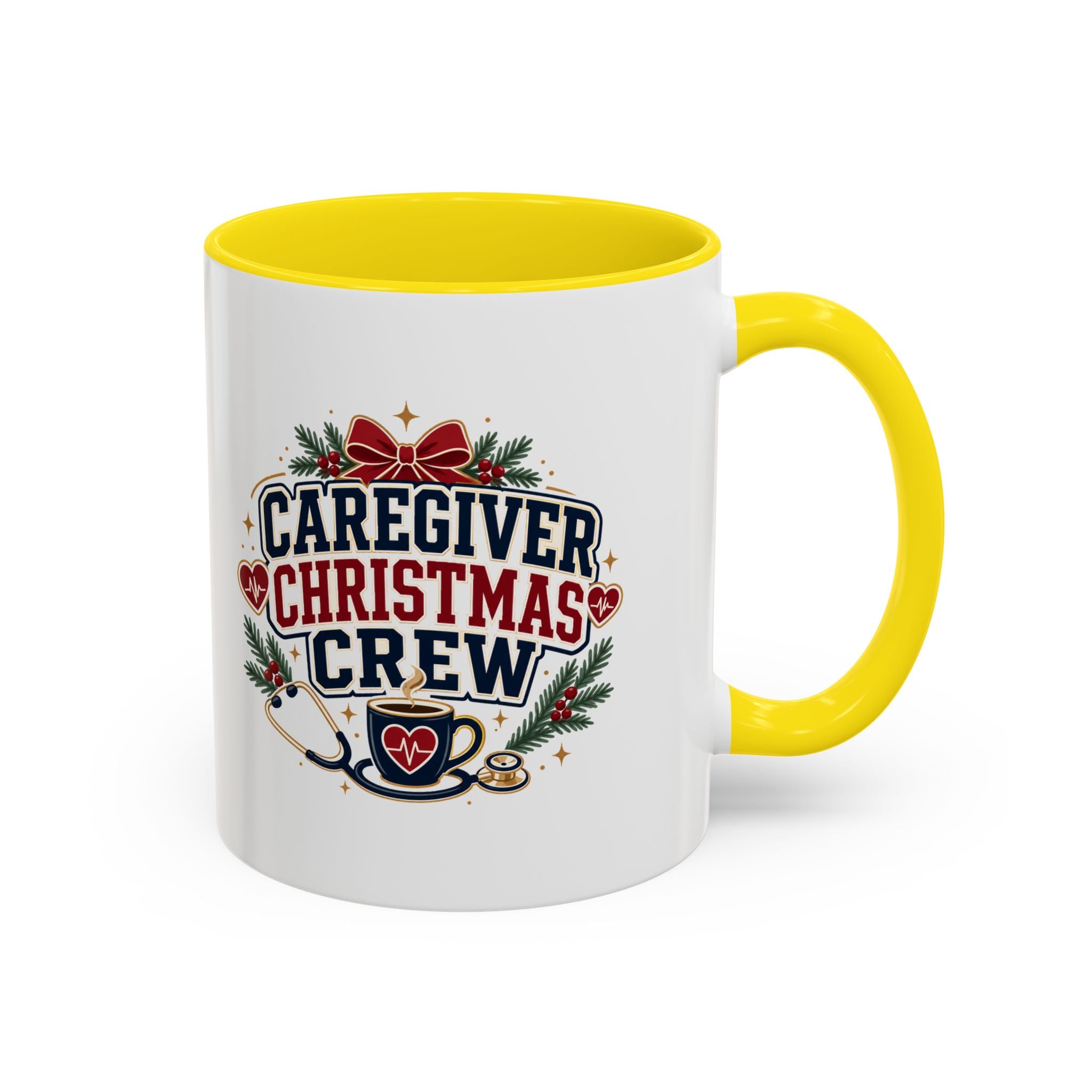 Modern Day Christmas Caregiver Christmas Crew Accent Coffee Mug – Holiday Nurse & Caregiver Gift (11/15oz)