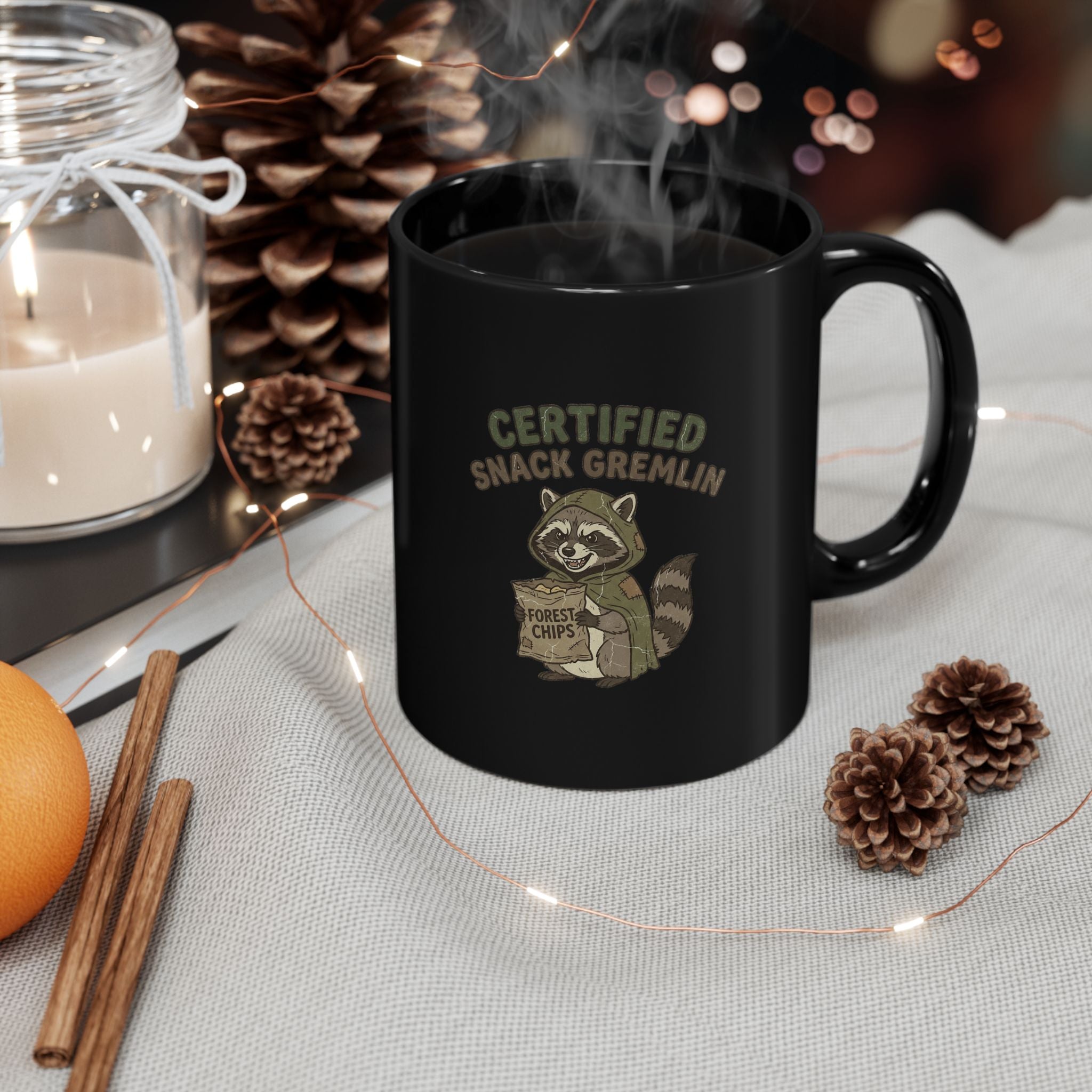 Funny Certified Snack Gremlin Mug — Cute Raccoon Coffee Cup