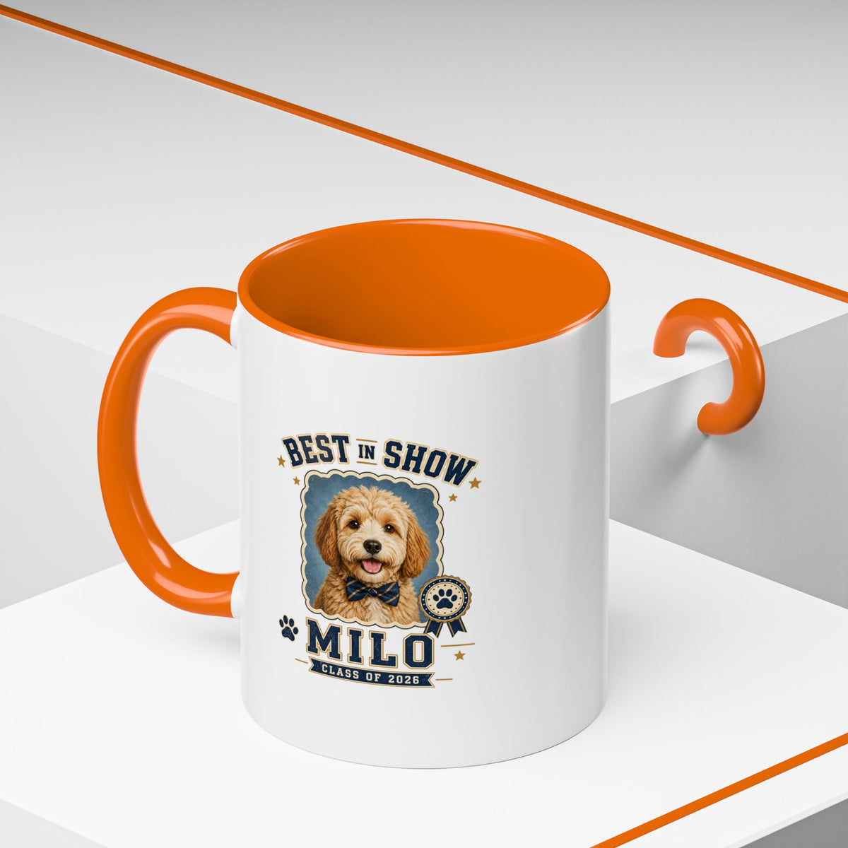 Milo Bailey Dog Dad Mom Best in Show Milo Personalized Dog Coffee Mug — Custom Pet Name Accent Mug