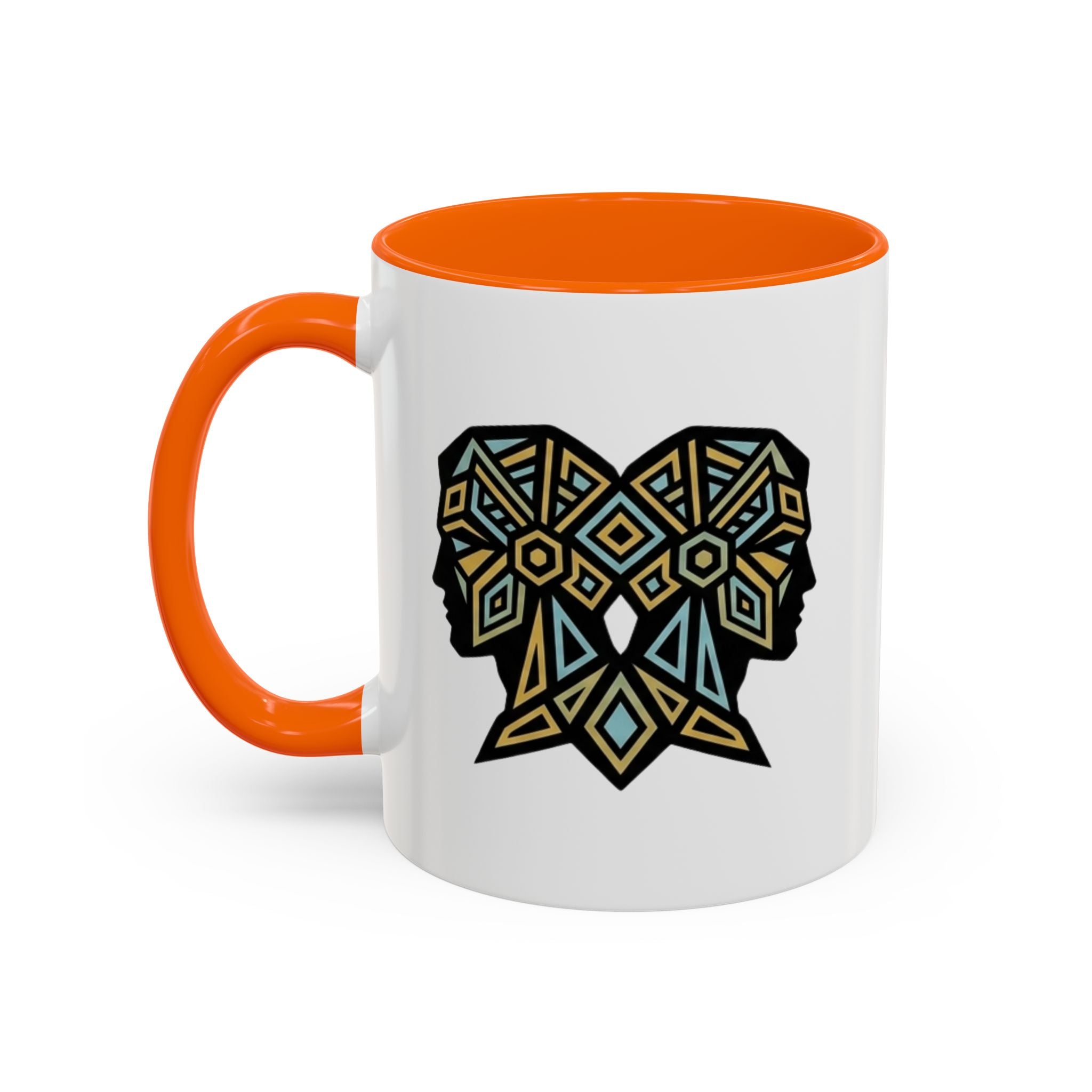 Geometric Elephant Accent Coffee Mug — Tribal Mosaic Design