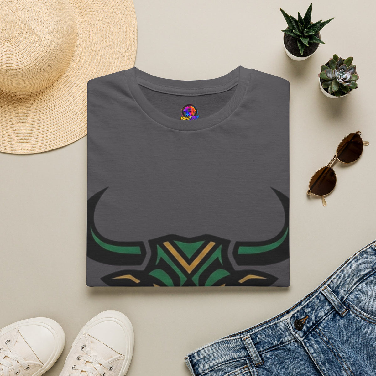 Bull Head Graphic T-Shirt — Tribal Geometric Rodeo Tee