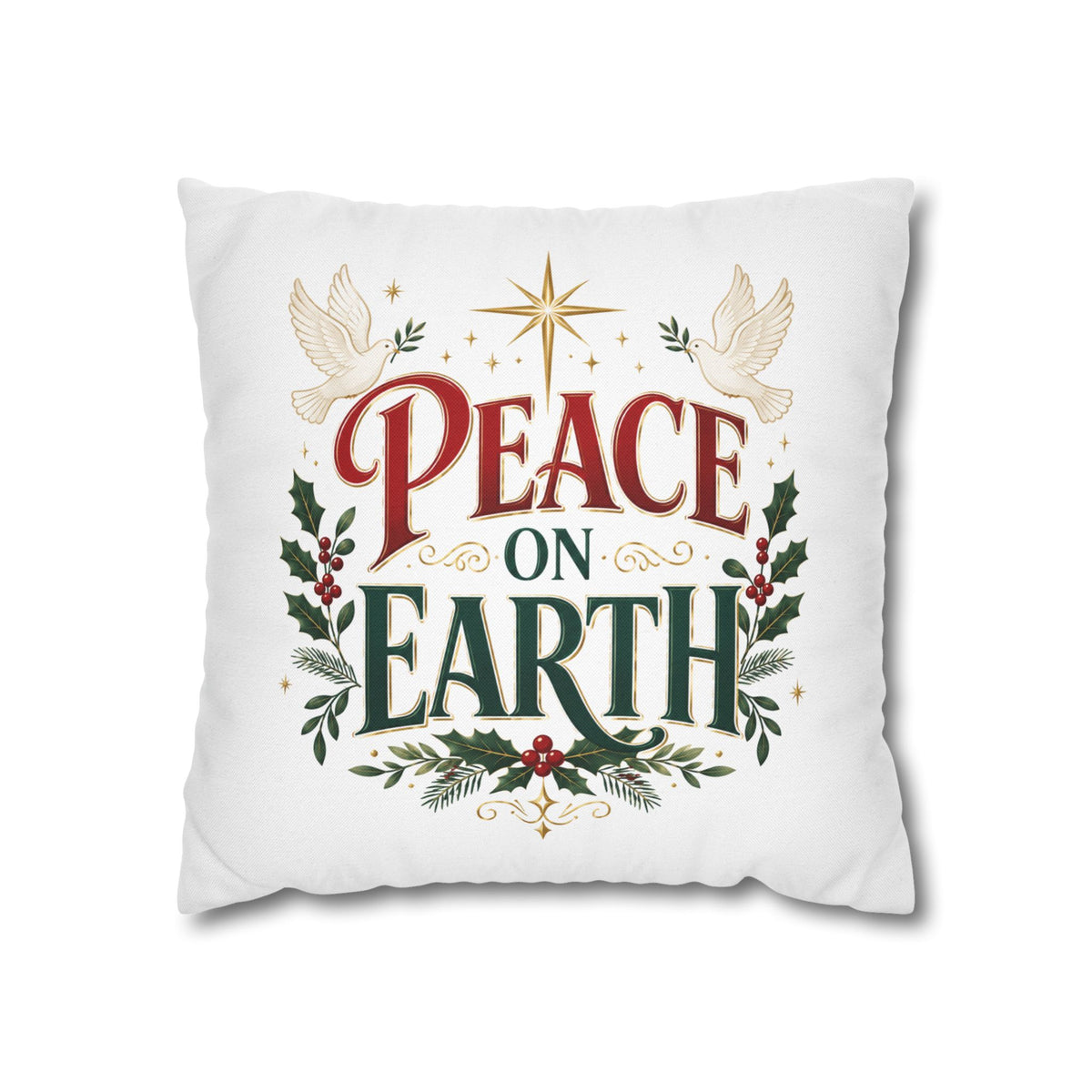 Christmas Peace on Earth Holiday Pillowcase — Christmas Decorative Throw Pillow Cover