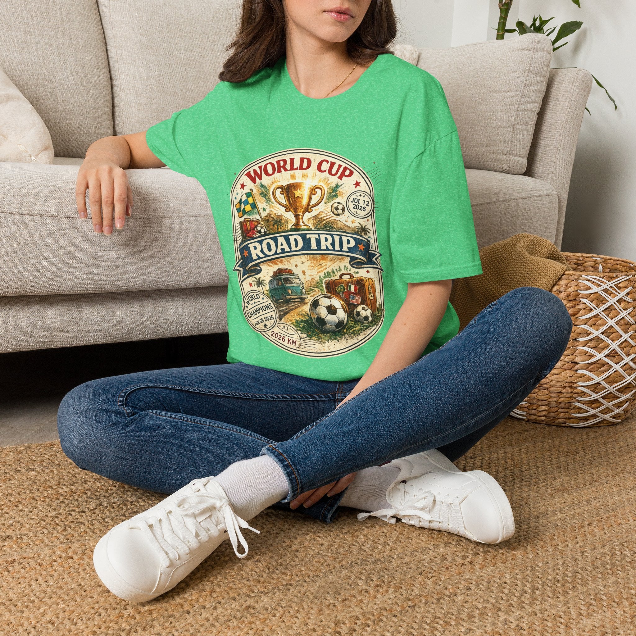 World Cup Road Trip T-Shirt — Vintage Soccer Trophy Design