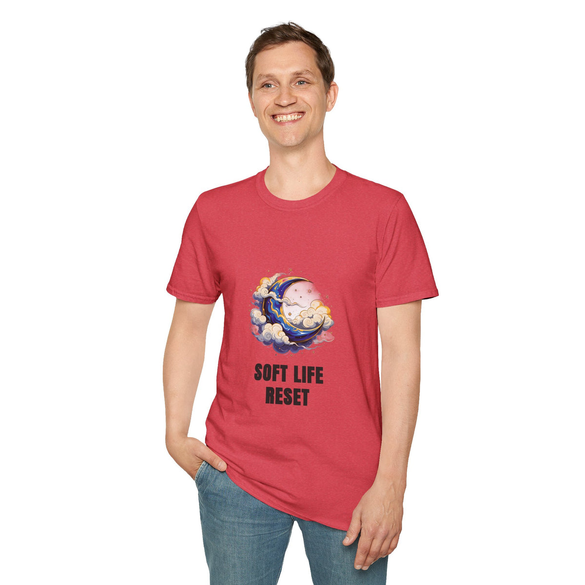 Soft Life Reset T-Shirt — Crescent Moon Cloud Graphic Tee - Trending Now - August 2026